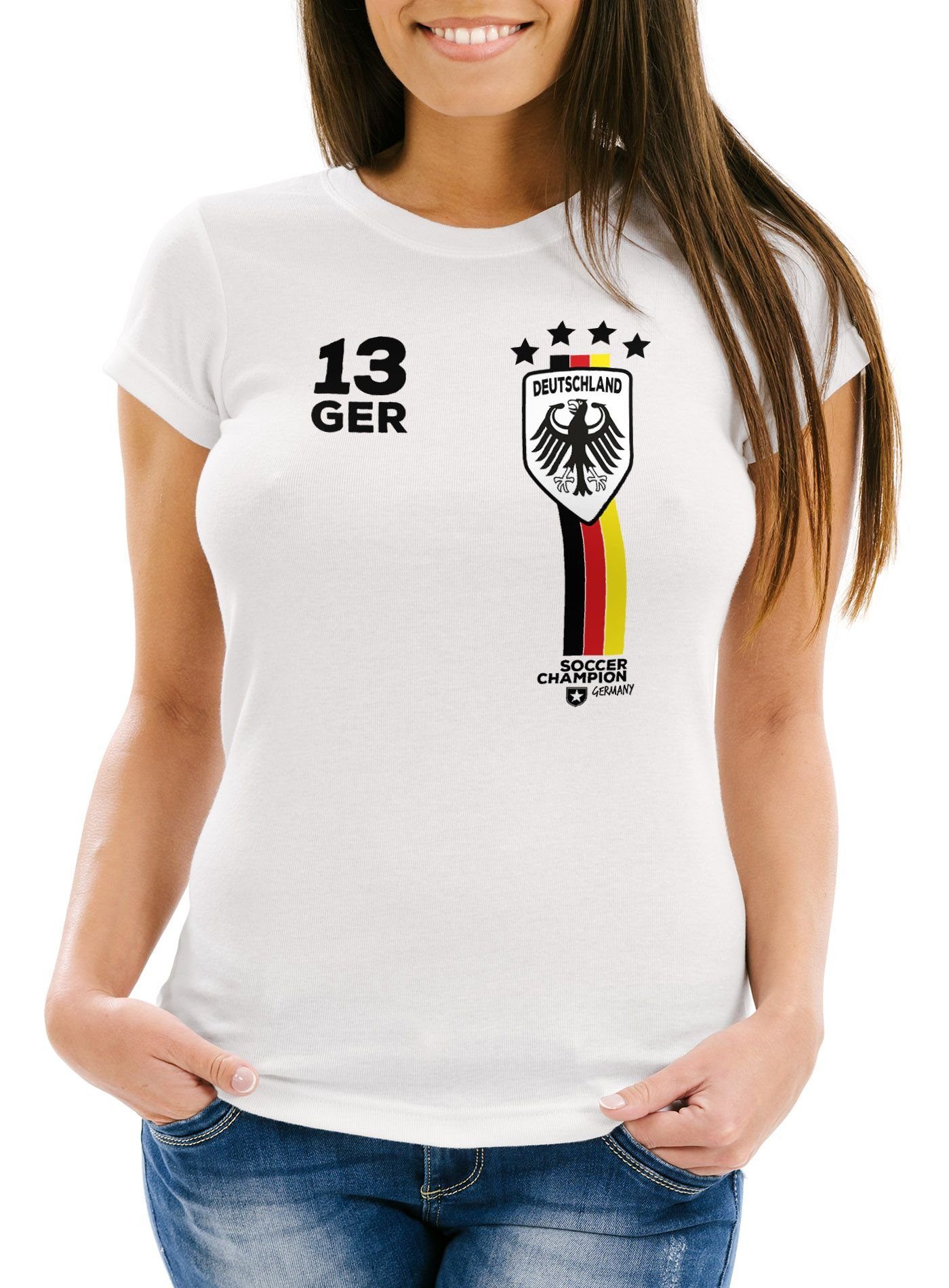 MoonWorks Print-Shirt Damen T-Shirt Fanshirt Fußball günstig online kaufen