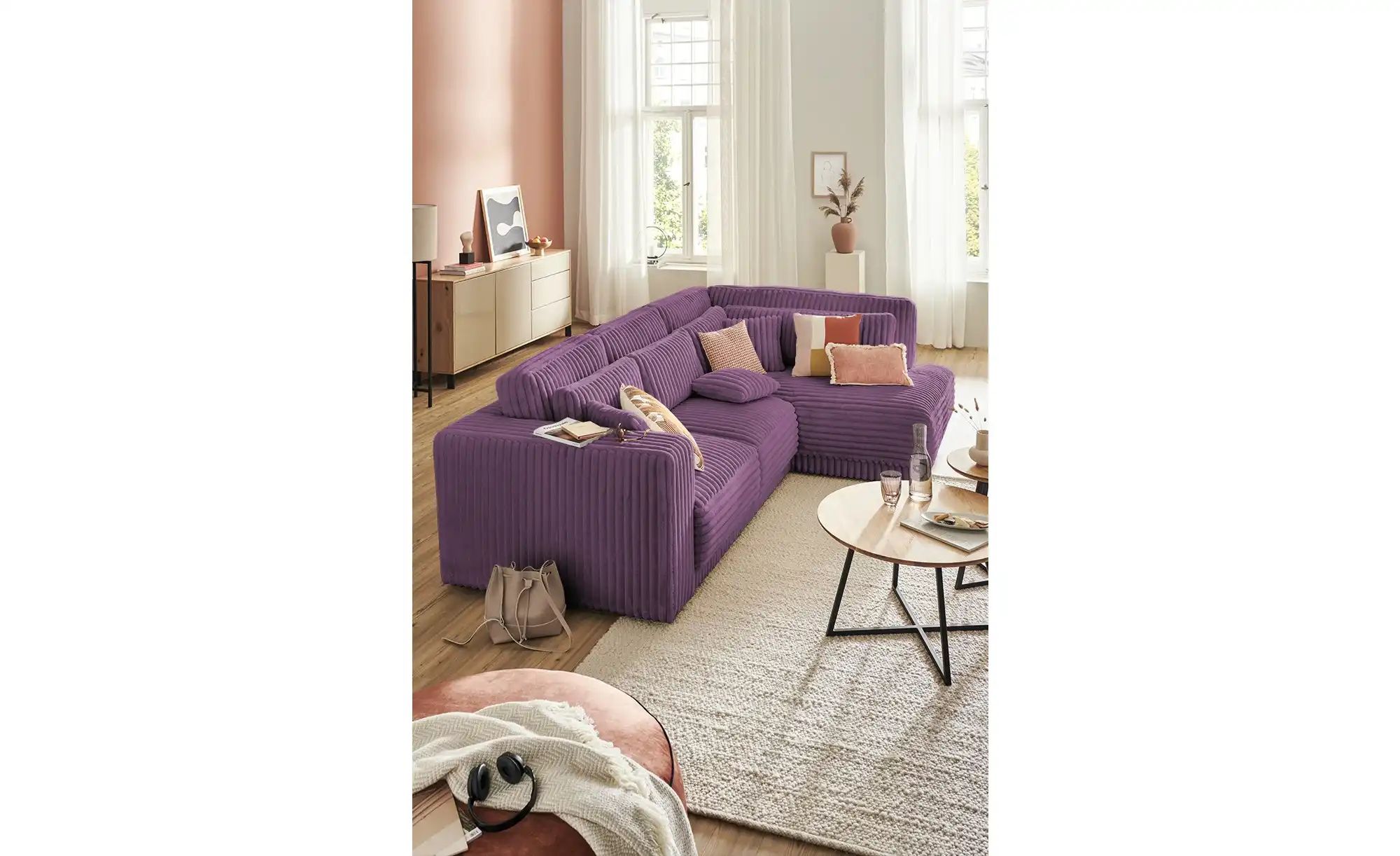 switch Ecksofa  in modernem Breitcord Torrino ¦ lila/violett ¦ Maße (cm): B günstig online kaufen