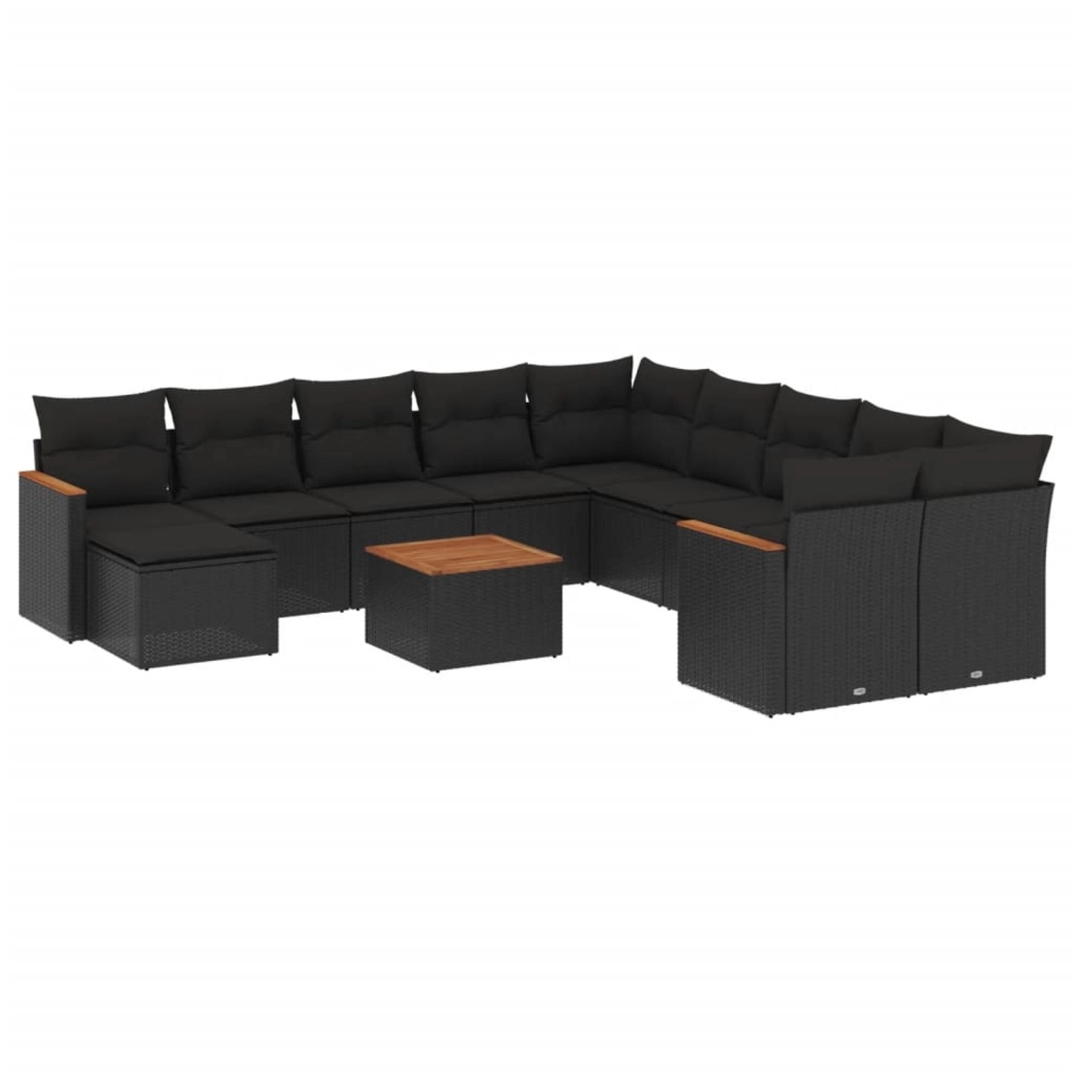 vidaXL 12-Tlg Garten-Sofagarnitur mit Kissen Schwarz Poly Rattan 3258975 günstig online kaufen