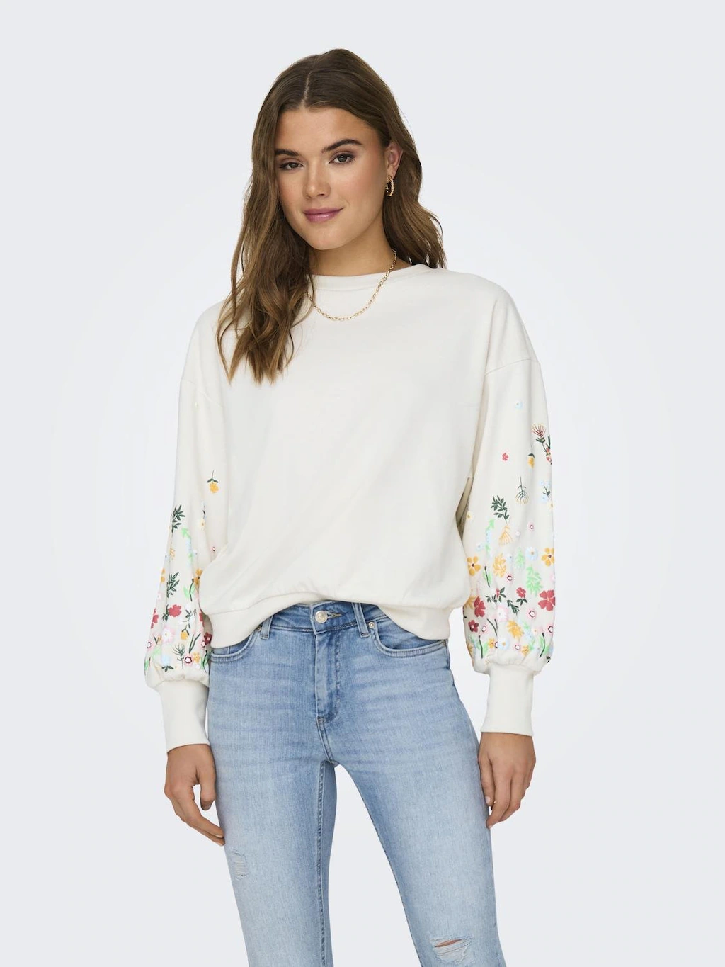 ONLY Sweatshirt "ONLBROOKE L/S O-NECK FLOWER SWT" günstig online kaufen