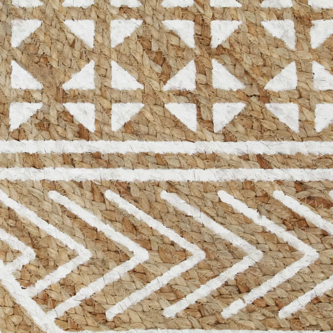 Teppich Handgefertigt Jute Mit Weißem Aufdruck 120 Cm günstig online kaufen