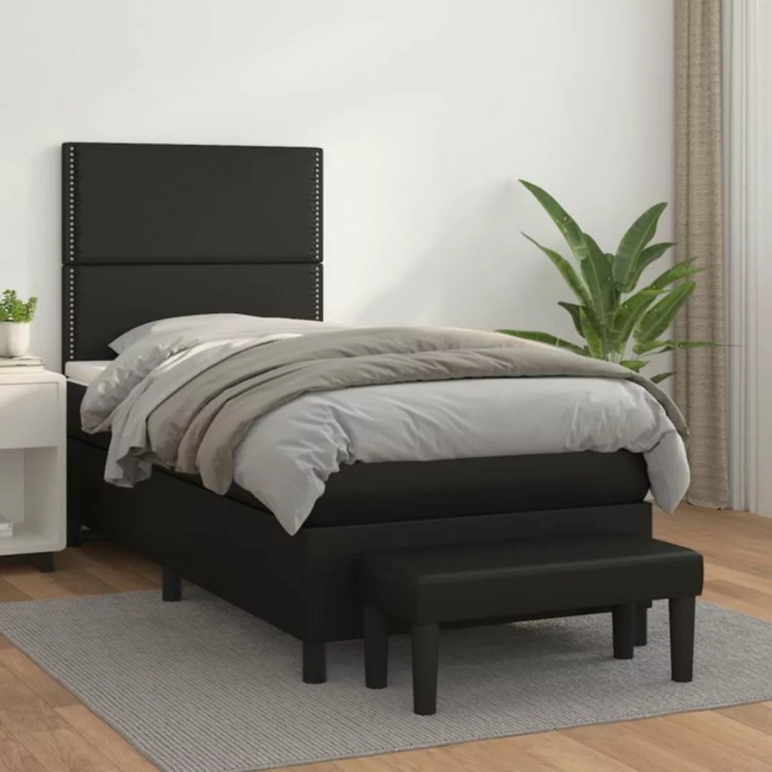 vidaXL Bettgestell Boxspringbett mit Matratze Schwarz 90x190 cm Kunstleder günstig online kaufen