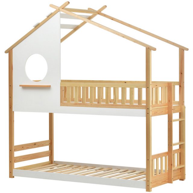 i@home Hausbett Etagenbett mit rechtwinkliger Leiter, Kinderbett, (1-Set), günstig online kaufen