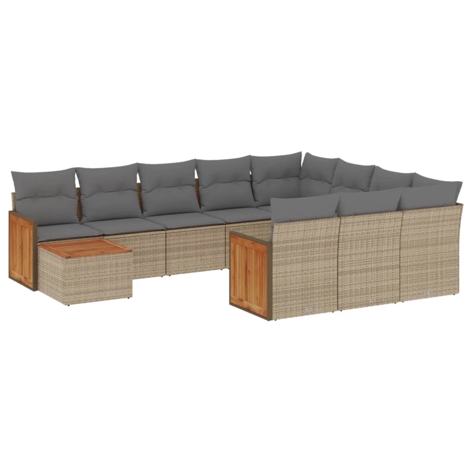 vidaXL 11-Tlg Garten-Sofagarnitur mit Kissen Beige Poly Rattan 3228047 günstig online kaufen