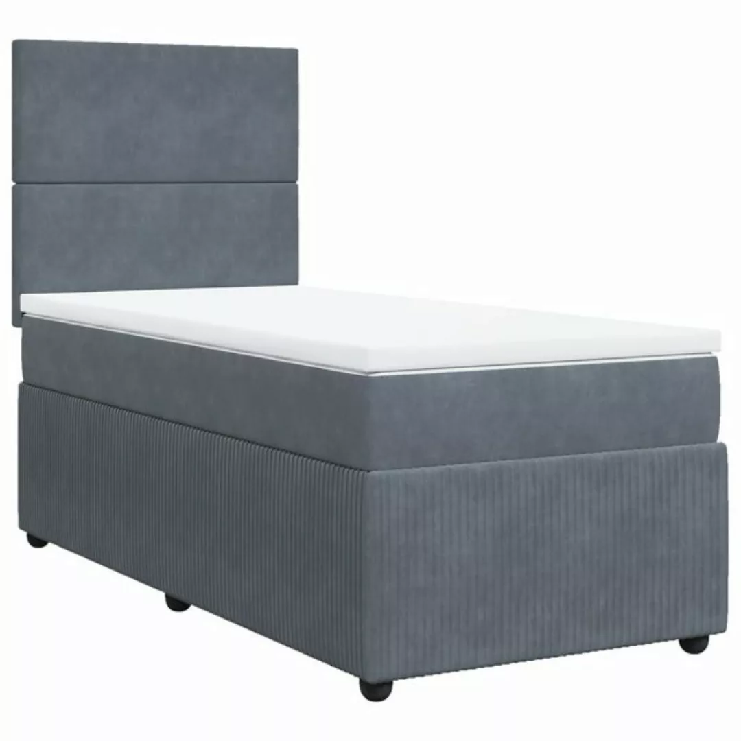 vidaXL Bett Boxspringbett mit Matratze Dunkelgrau 80x200 cm Samt günstig online kaufen