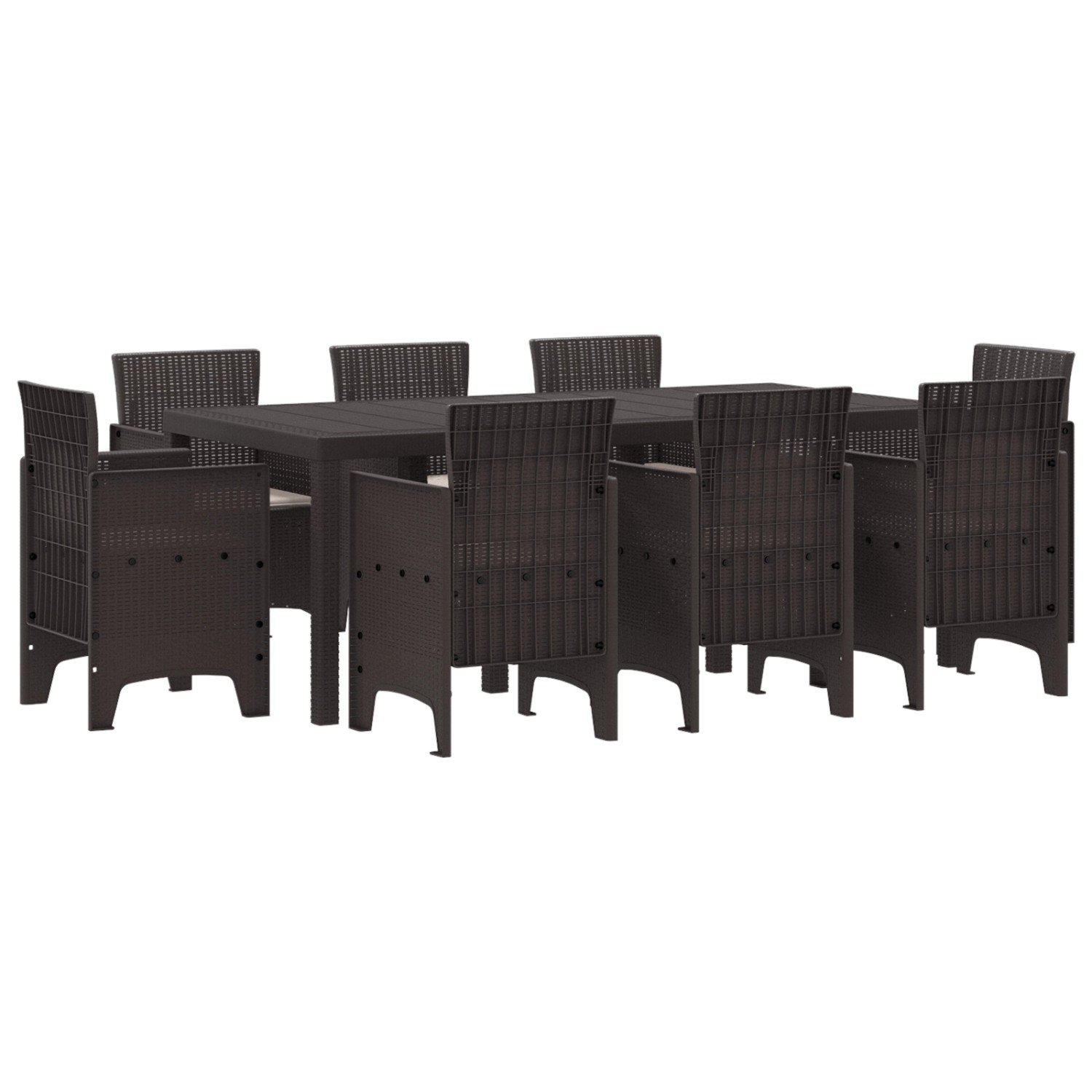 vidaXL 9-Teiliges Garten Essgruppe mit Auflagen Braun Poly Rattan 3378578 günstig online kaufen