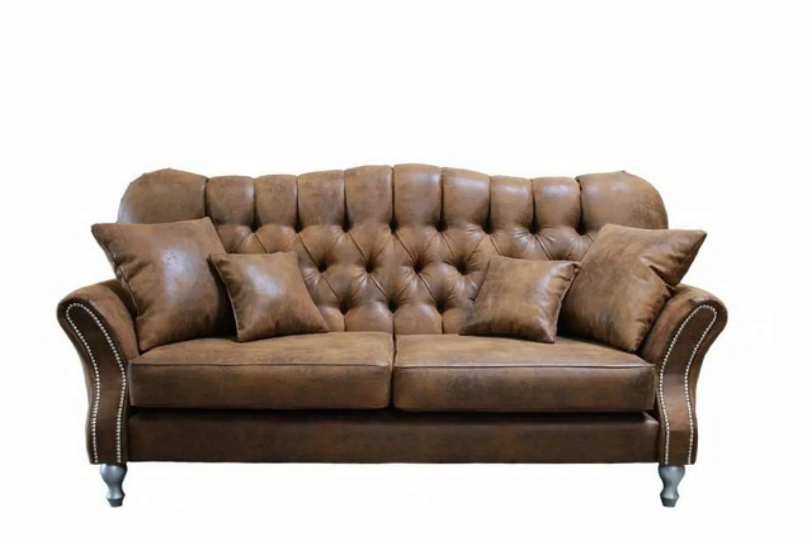 Xlmoebel Sofa Dreisitzer Ledersofa mit Chesterfield Design und Club-Stil, H günstig online kaufen