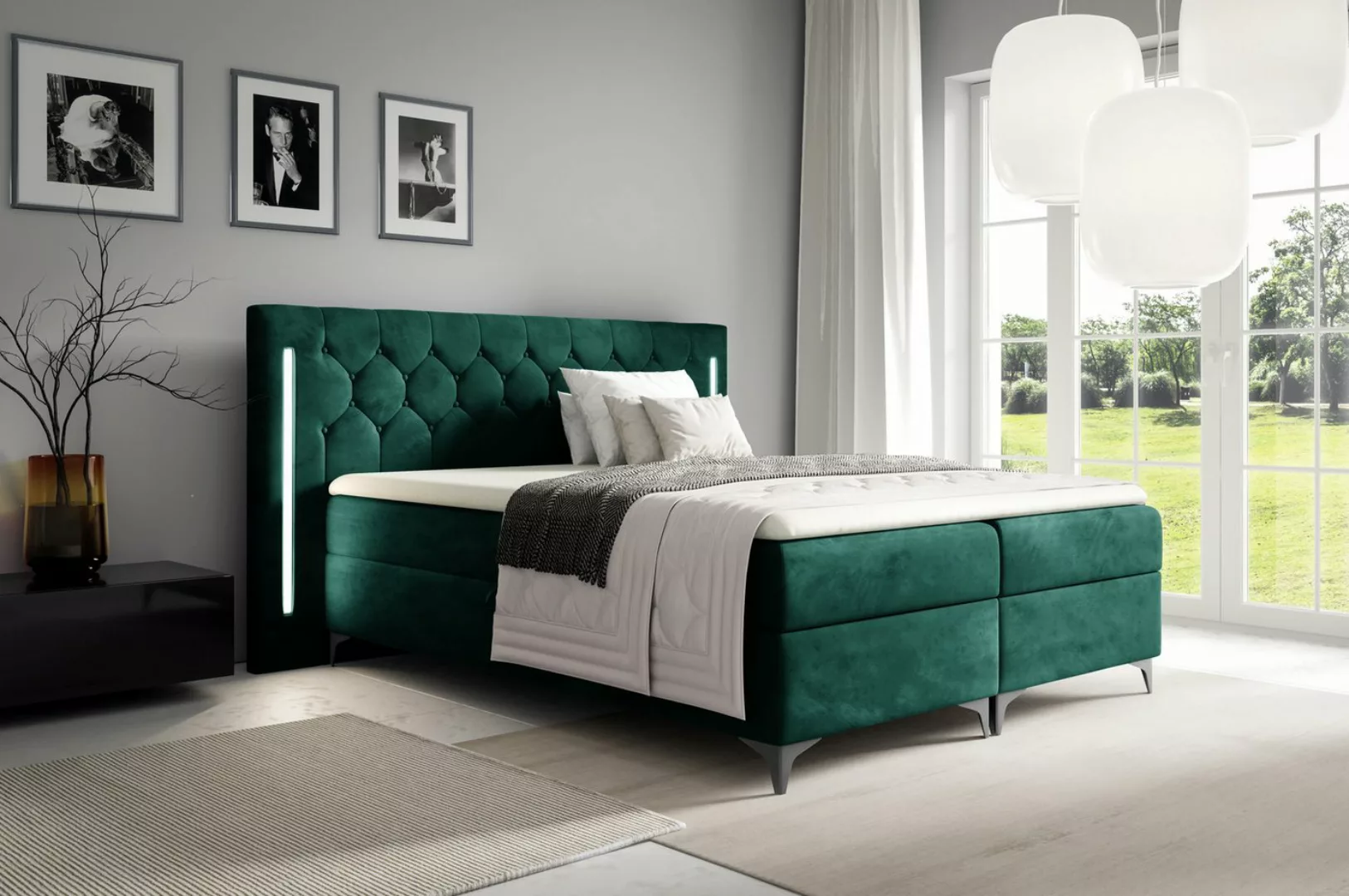 yourhouse24 Boxspringbett Chesterfield mit 2 Bettkästen, Doppelbett mit Bon günstig online kaufen