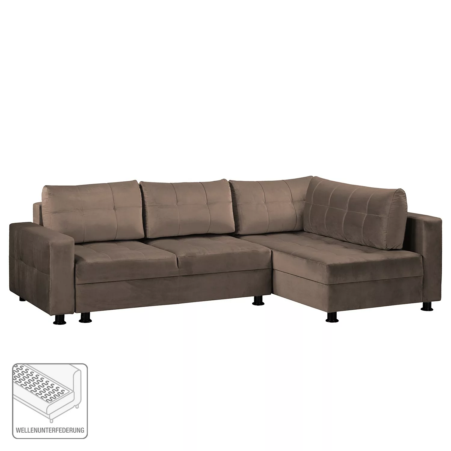 home24 Fredriks Ecksofa Upwell II Braun 100% Polyester 266x72x167 cm (BxHxT günstig online kaufen