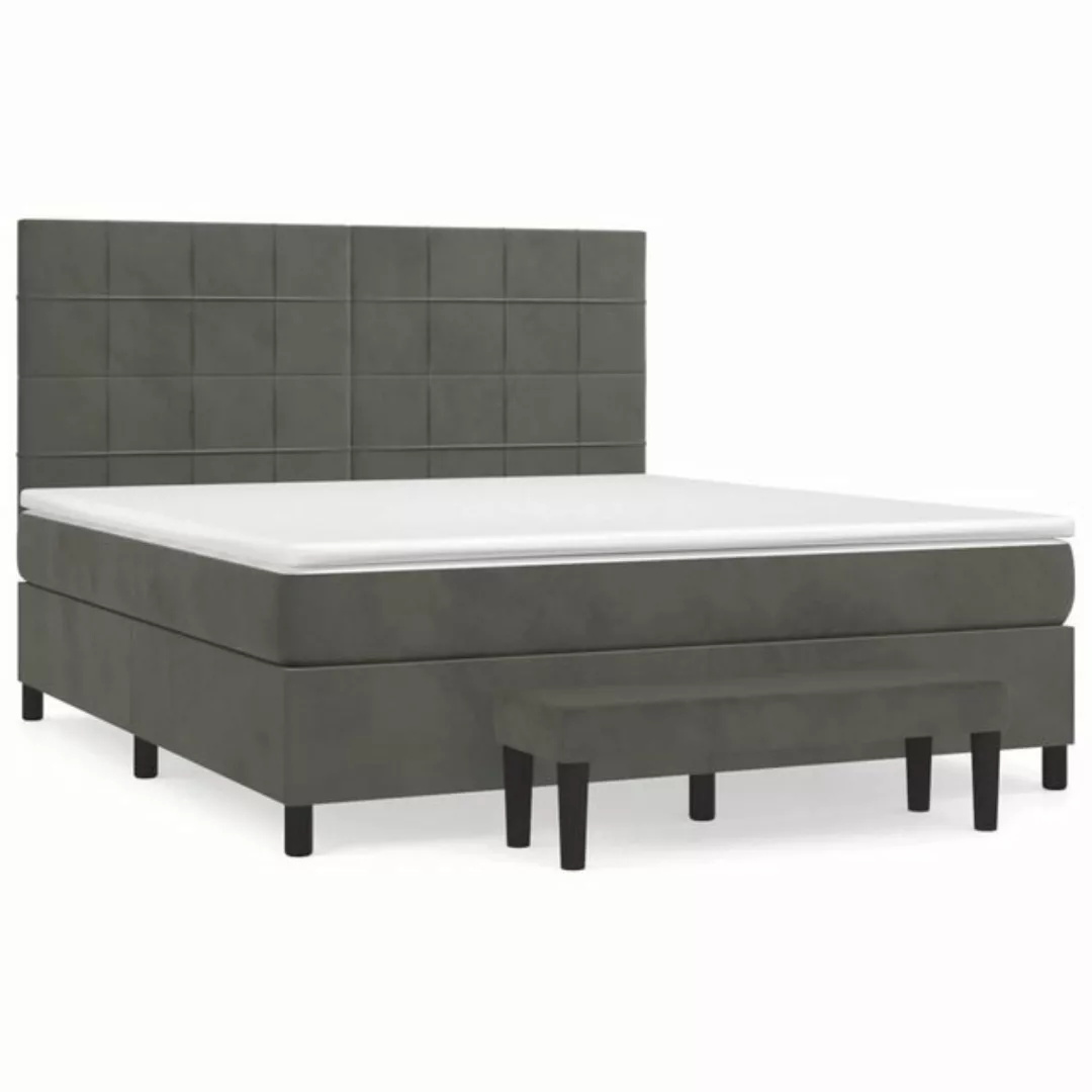 furnicato Bett Boxspringbett mit Matratze Dunkelgrau 180x200 cm Samt günstig online kaufen