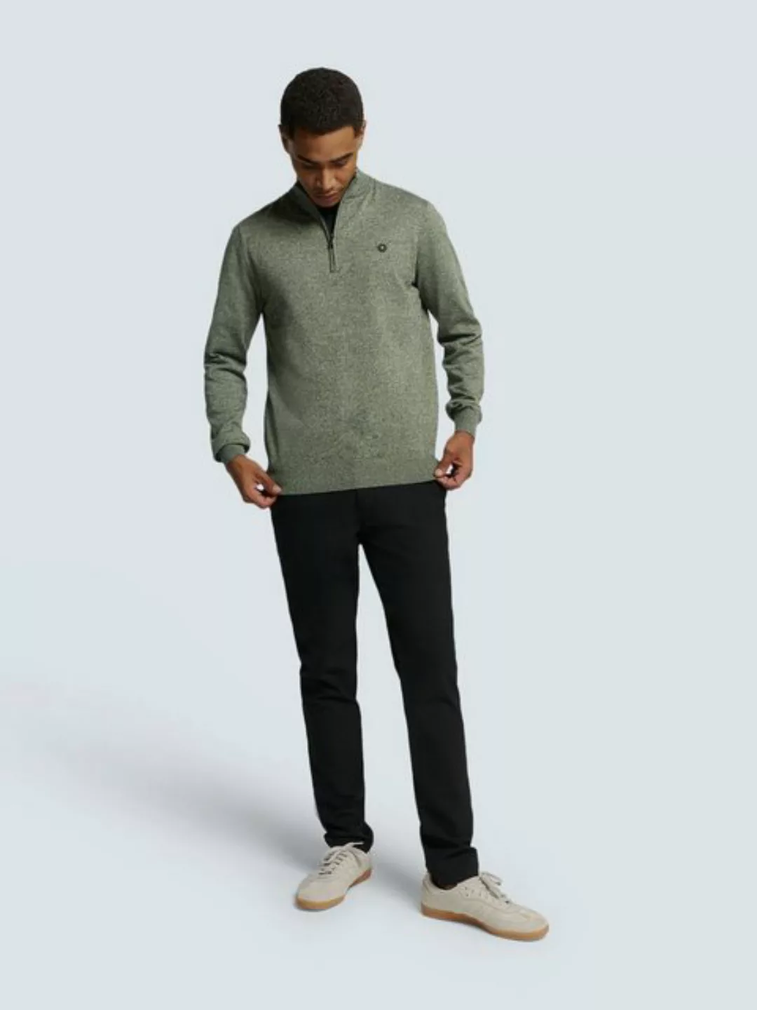 NO EXCESS Strickpullover Pullover Half Zip 2 Coloured Melange günstig online kaufen