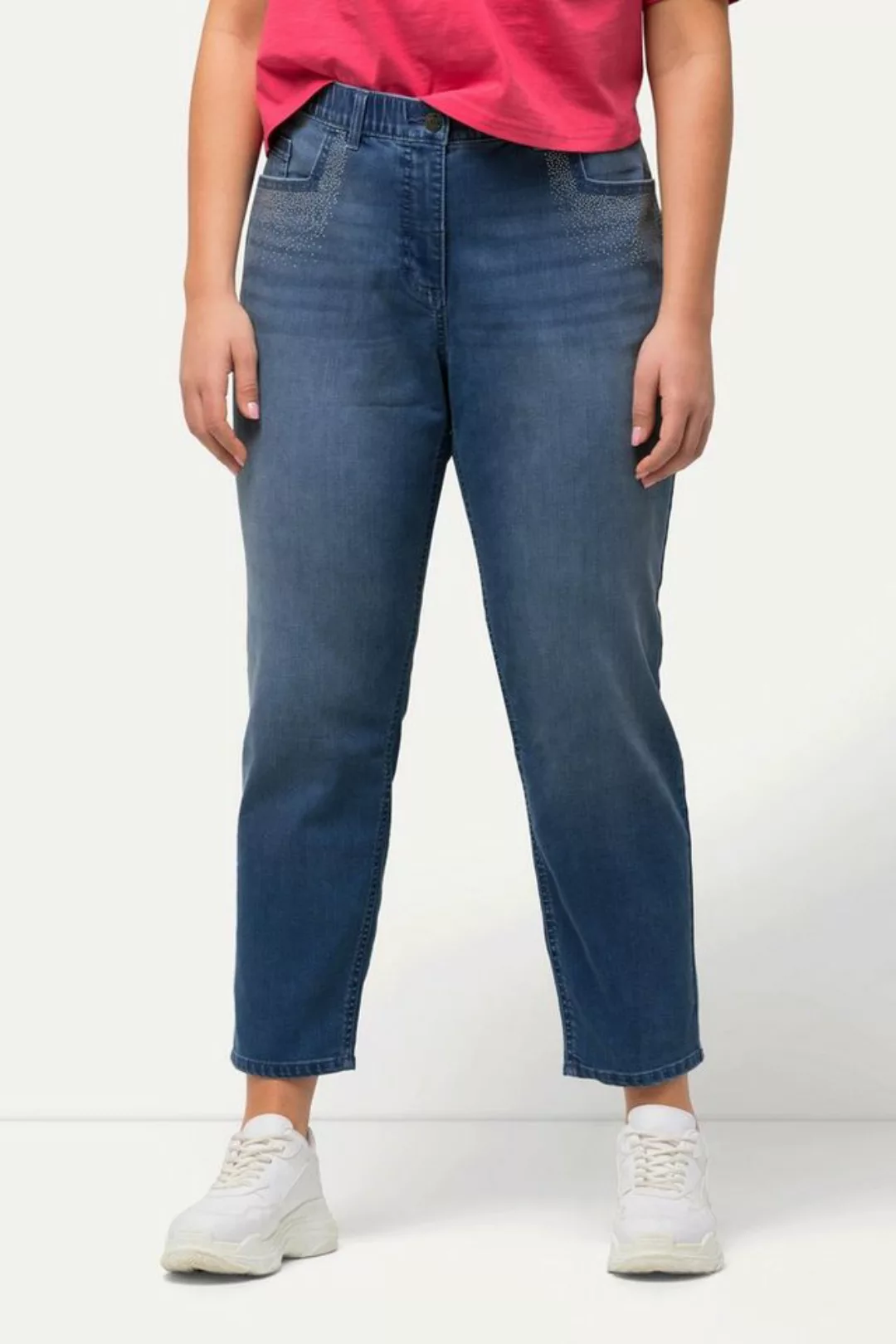 Ulla Popken 5-Pocket-Jeans Jeans Sarah Ziersteine schmales Bein Stretch günstig online kaufen