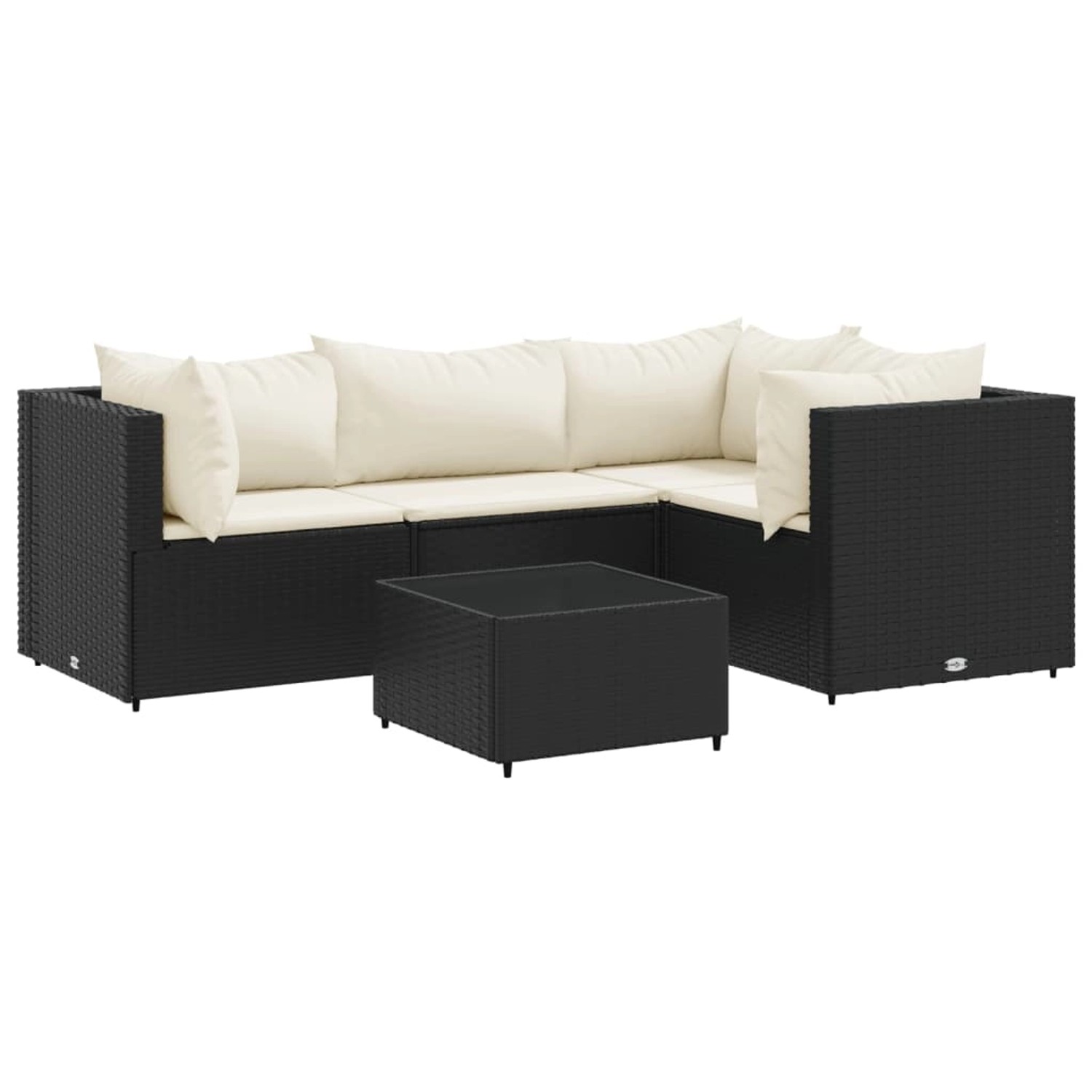 vidaXL 5-Tlg Garten-Lounge-Set mit Kissen Schwarz Poly Rattan 3308080 günstig online kaufen