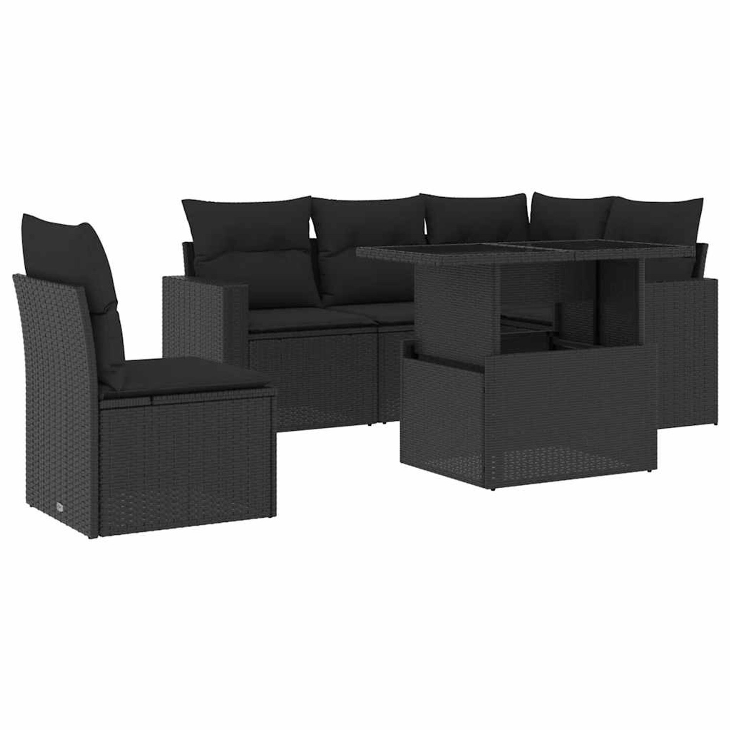 vidaXL 6-Tlg Garten-Sofagarnitur mit Kissen Schwarz Poly Rattan 3267275 günstig online kaufen