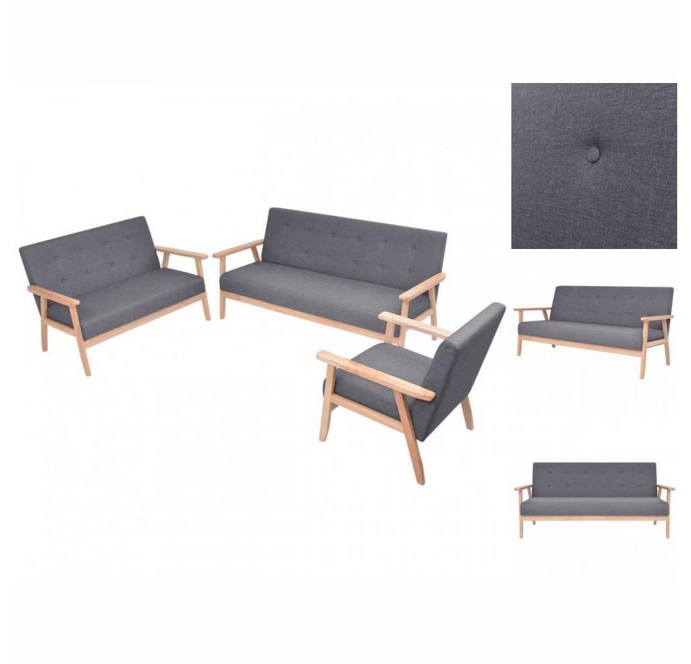 vidaXL Sofa Sofa-Set 3-tlg Stoff Dunkelgrau günstig online kaufen