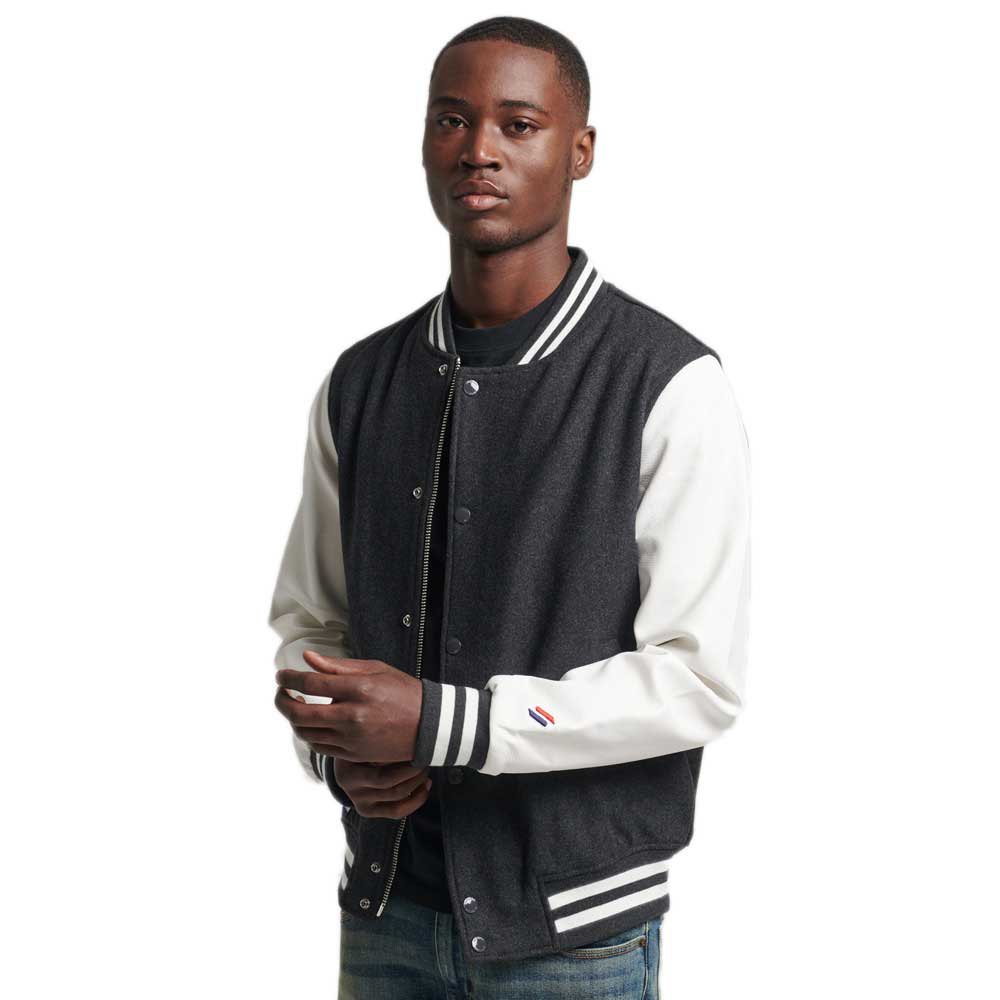 Superdry Wool Varsity Baseball Jacke XL Charcoal Marl / Ecru günstig online kaufen