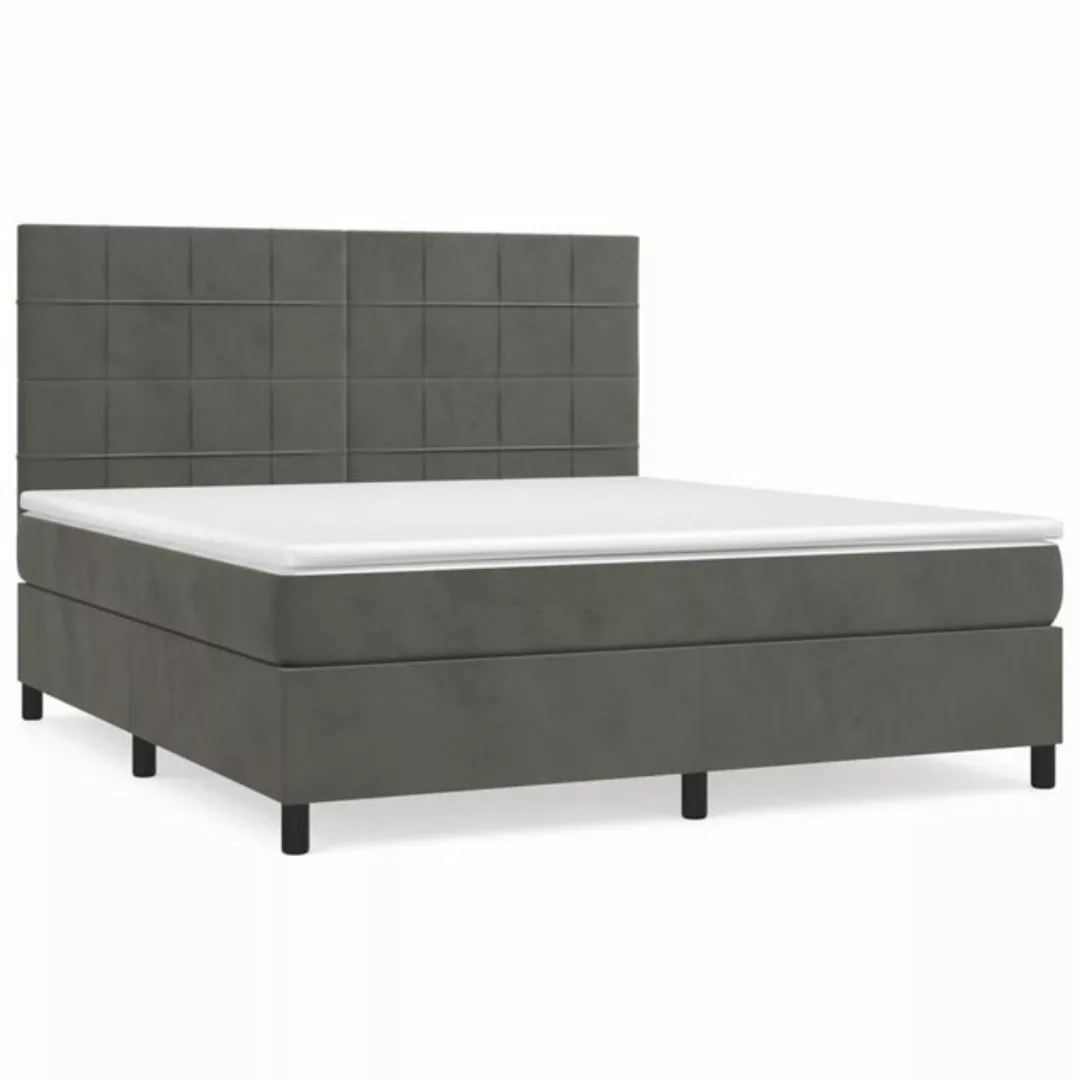 furnicato Bett Boxspringbett mit Matratze Dunkelgrau 180x200 cm Samt (1-tlg günstig online kaufen