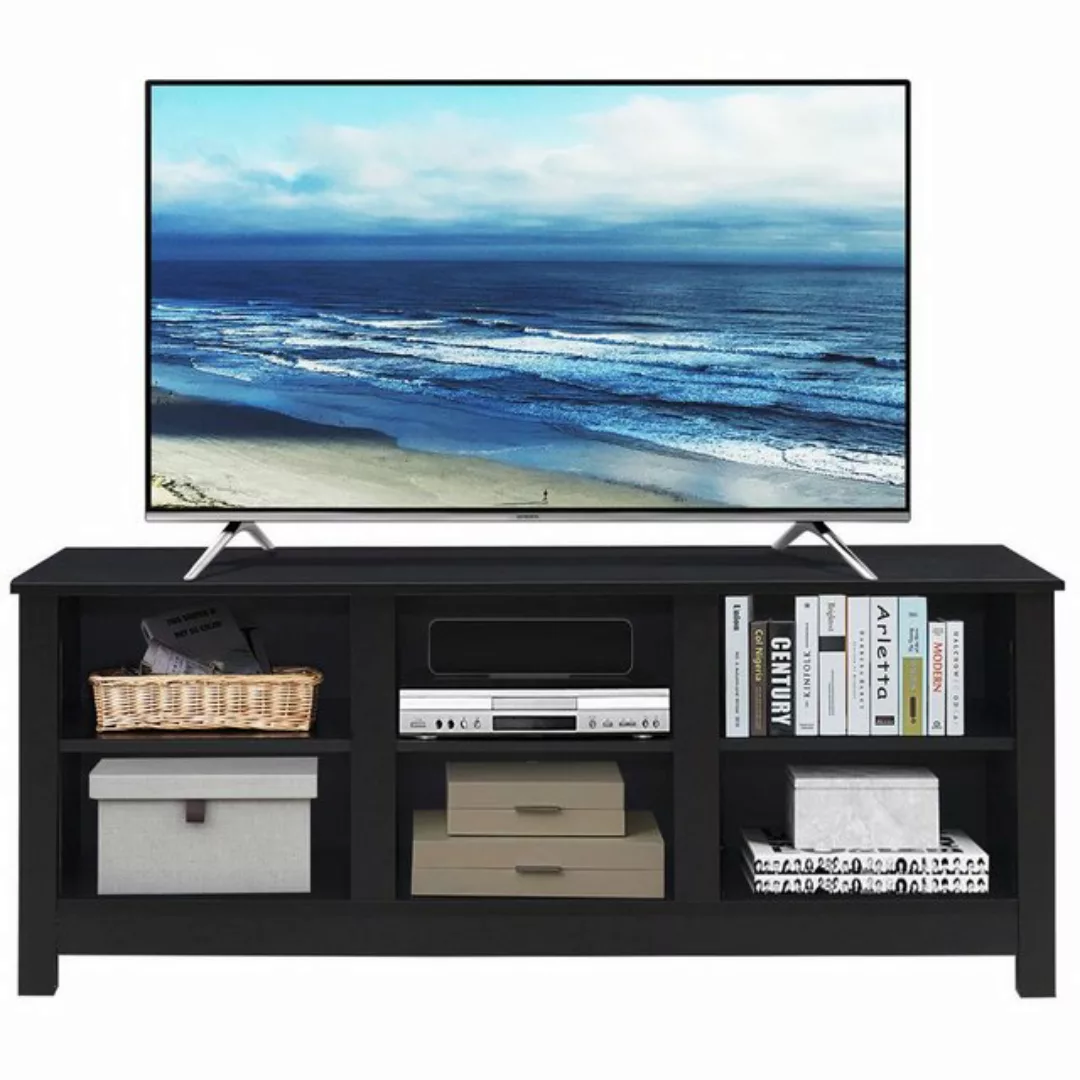 COSTWAY TV-Schrank im Wohnzimmer, mit 6 Fächern, 135 x 39,5 x 54 cm günstig online kaufen