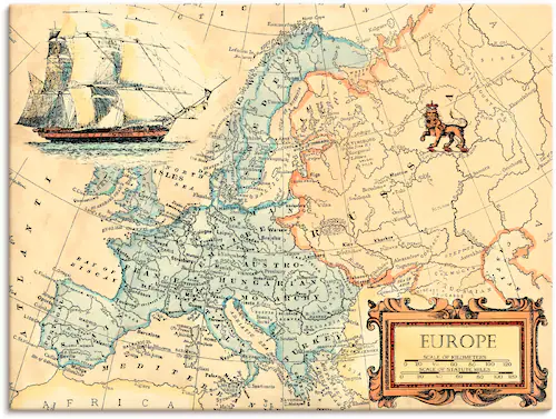 Artland Wandbild »Europakarte«, Landkarten, (1 St.), als Leinwandbild, Post günstig online kaufen