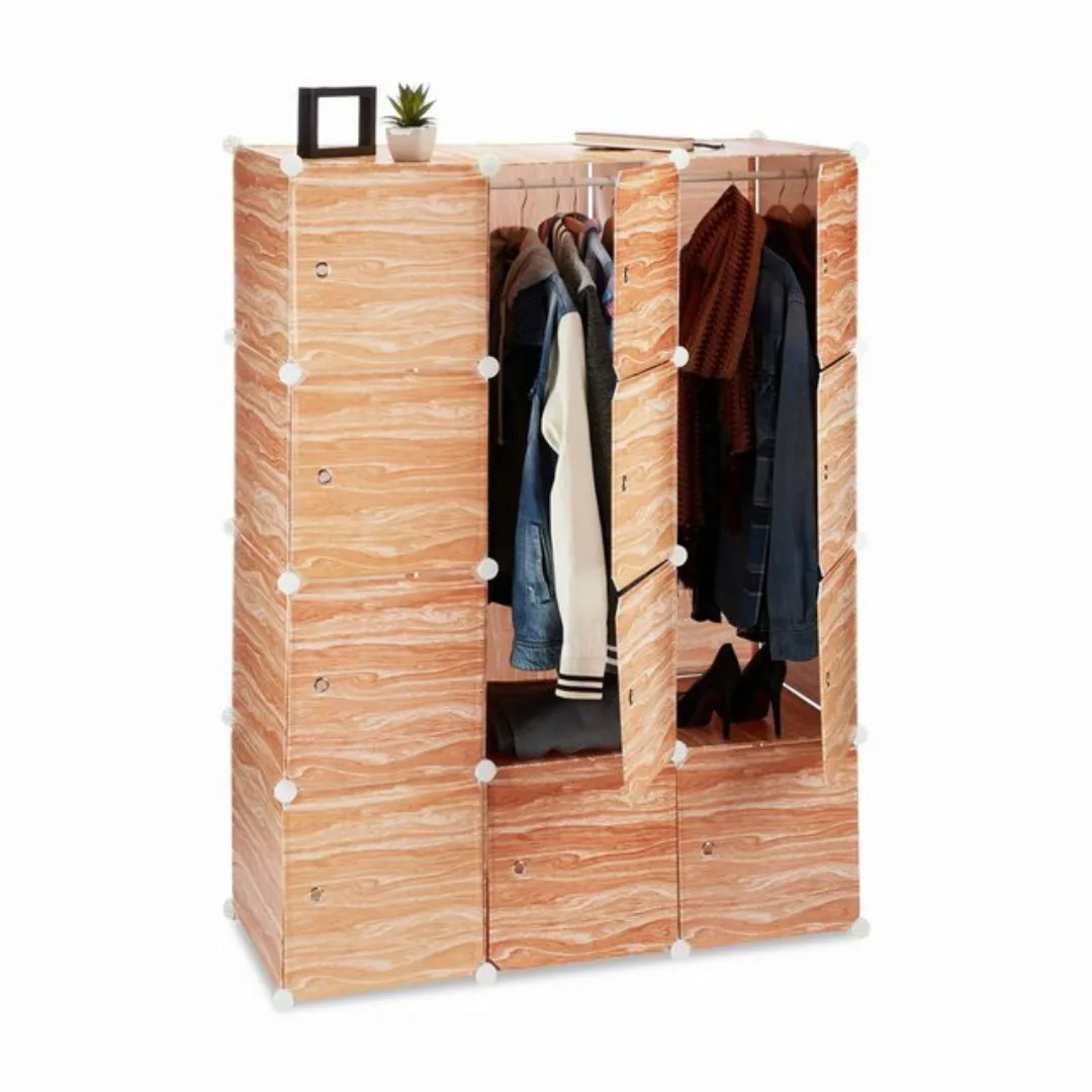 relaxdays Kleiderschrank Kleiderschrank Stecksystem in Holzoptik günstig online kaufen