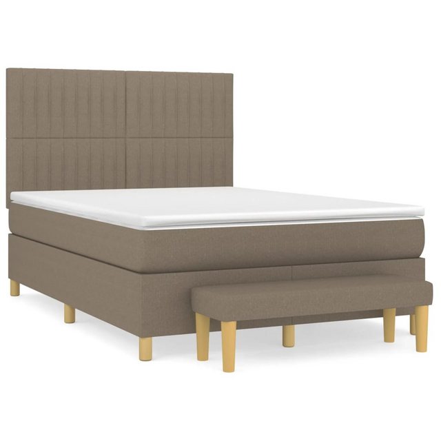 vidaXL Bettgestell Boxspringbett mit Matratze Taupe 140x200 cm Stoff Bett B günstig online kaufen