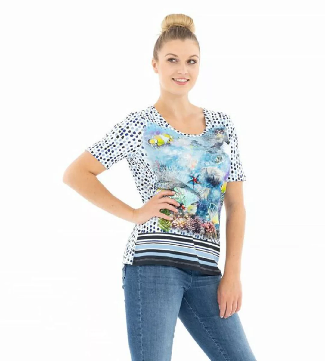 Christian Materne Kurzarmshirt T-Shirt koerpernah mit Pailletten günstig online kaufen