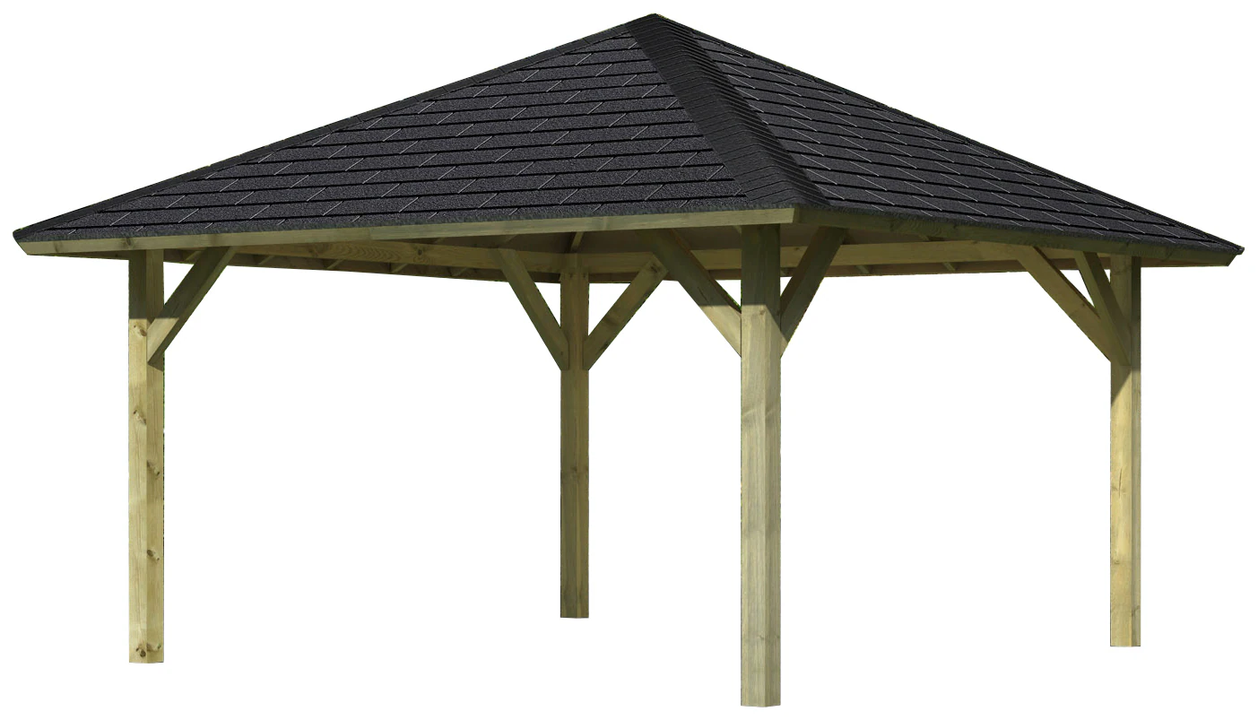 Karibu Pavillon "Holm 1", (Set), BxTxH: 431x431x315 cm, mit schwarzen Dachs günstig online kaufen