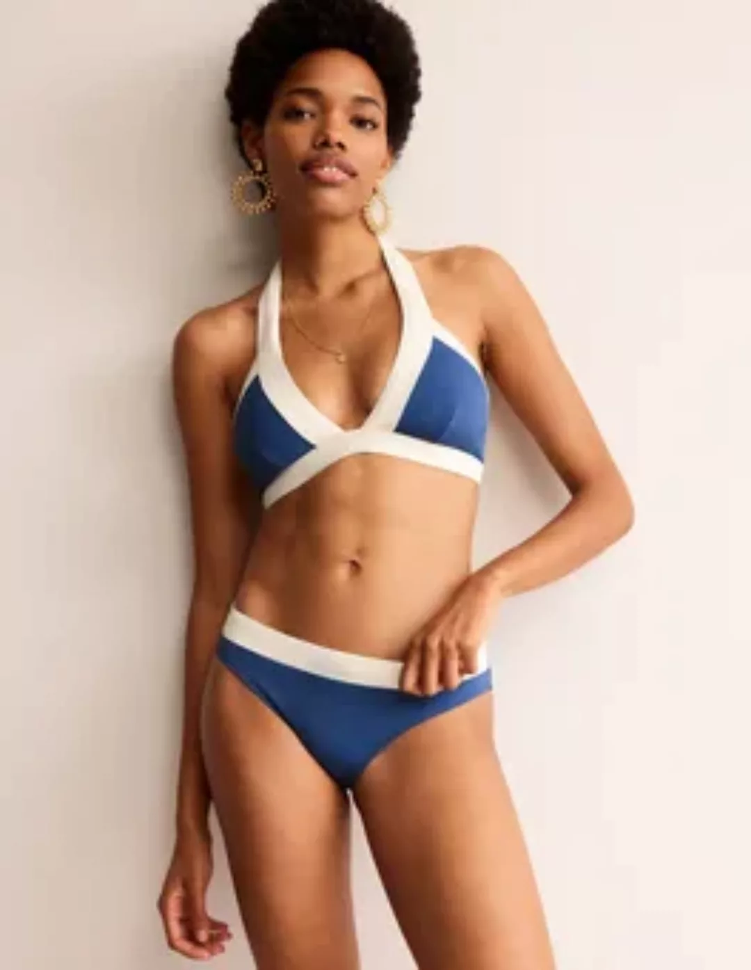 Ithaca Bikinihose mit Einsatz Damen Boden, Blau/Naturweiß Blockfarben günstig online kaufen