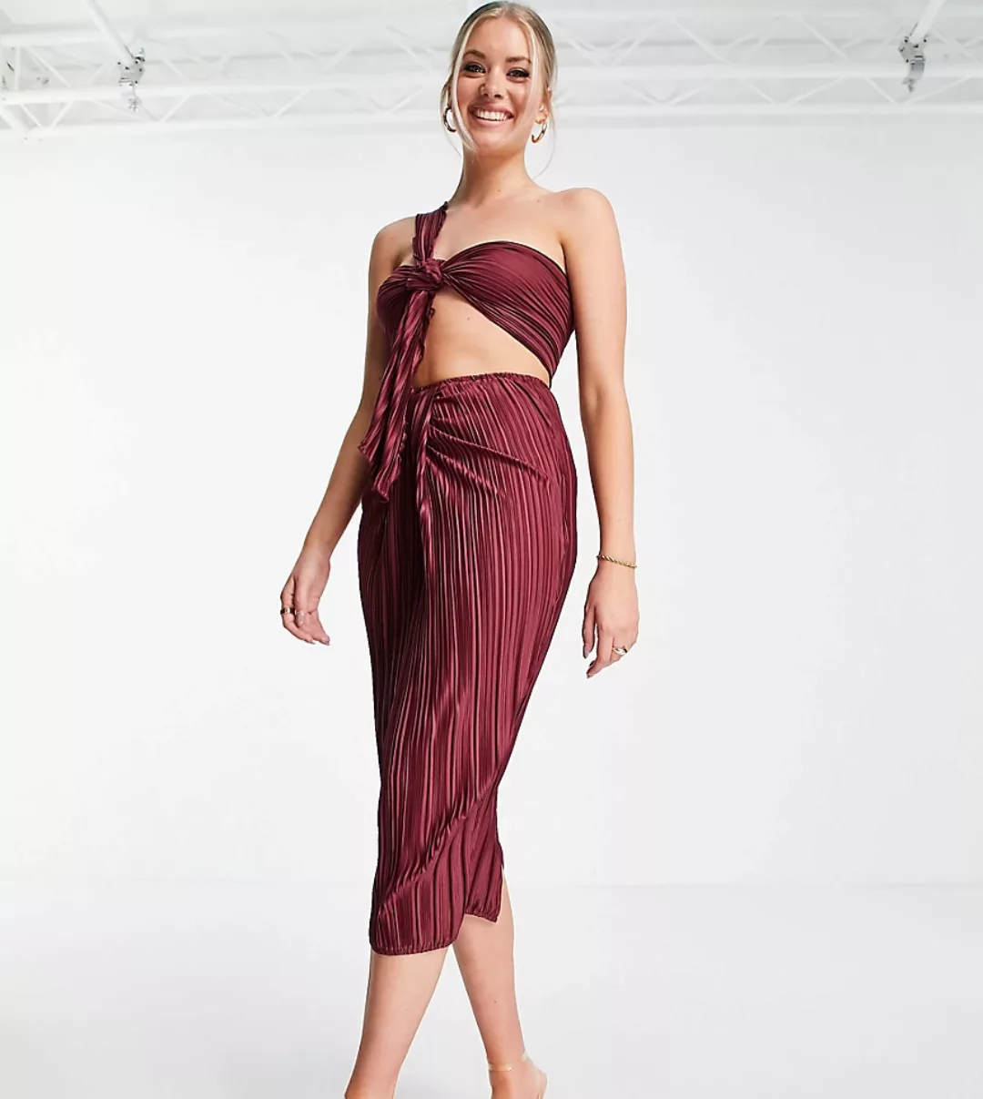 Missguided Tall – Midirock mit geraffter Vorderseite in Pflaume, Kombiteil- günstig online kaufen