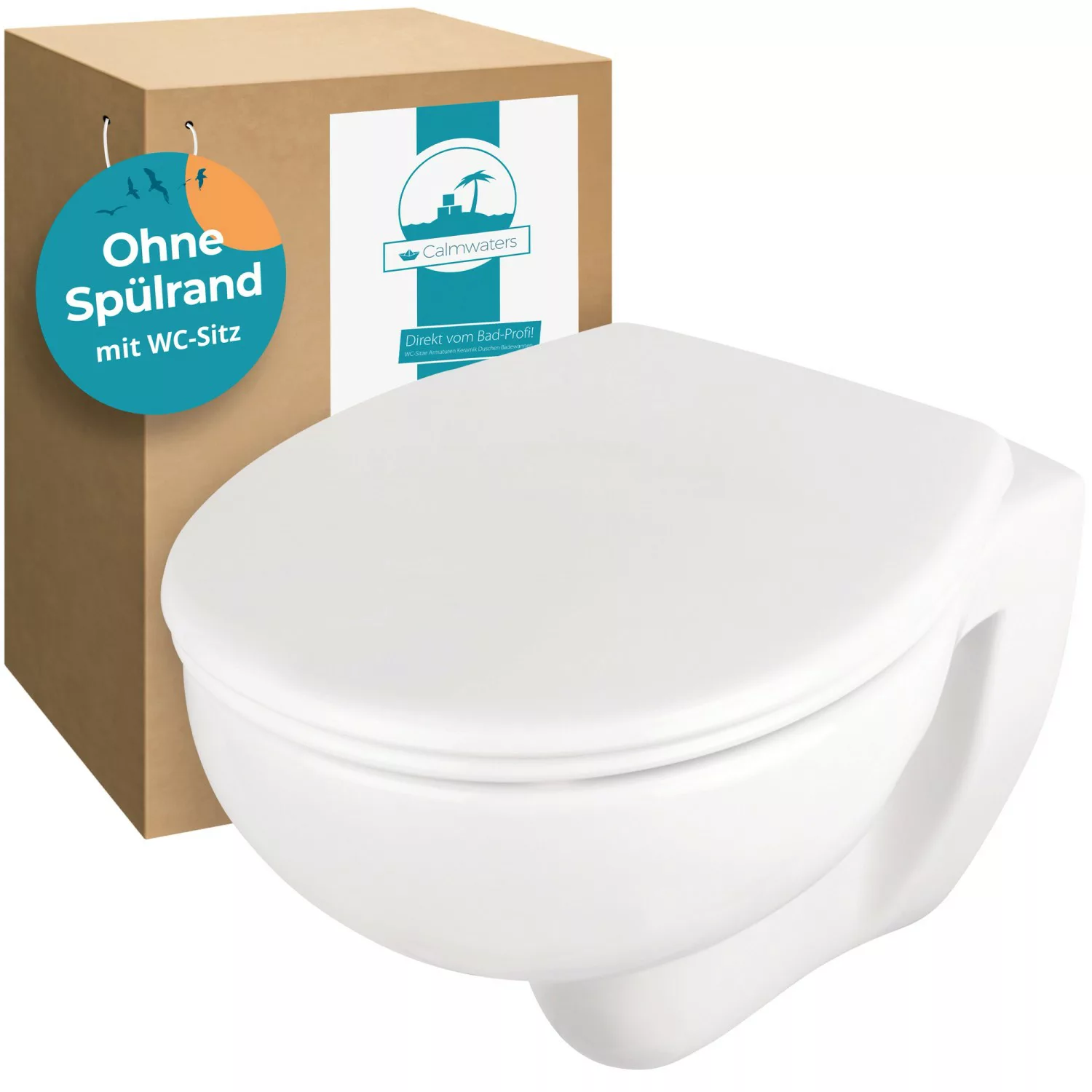 Calmwaters Hänge WC Premium Spülrandlos Set WC-Sitz Absenkautomatik 08AB313 günstig online kaufen