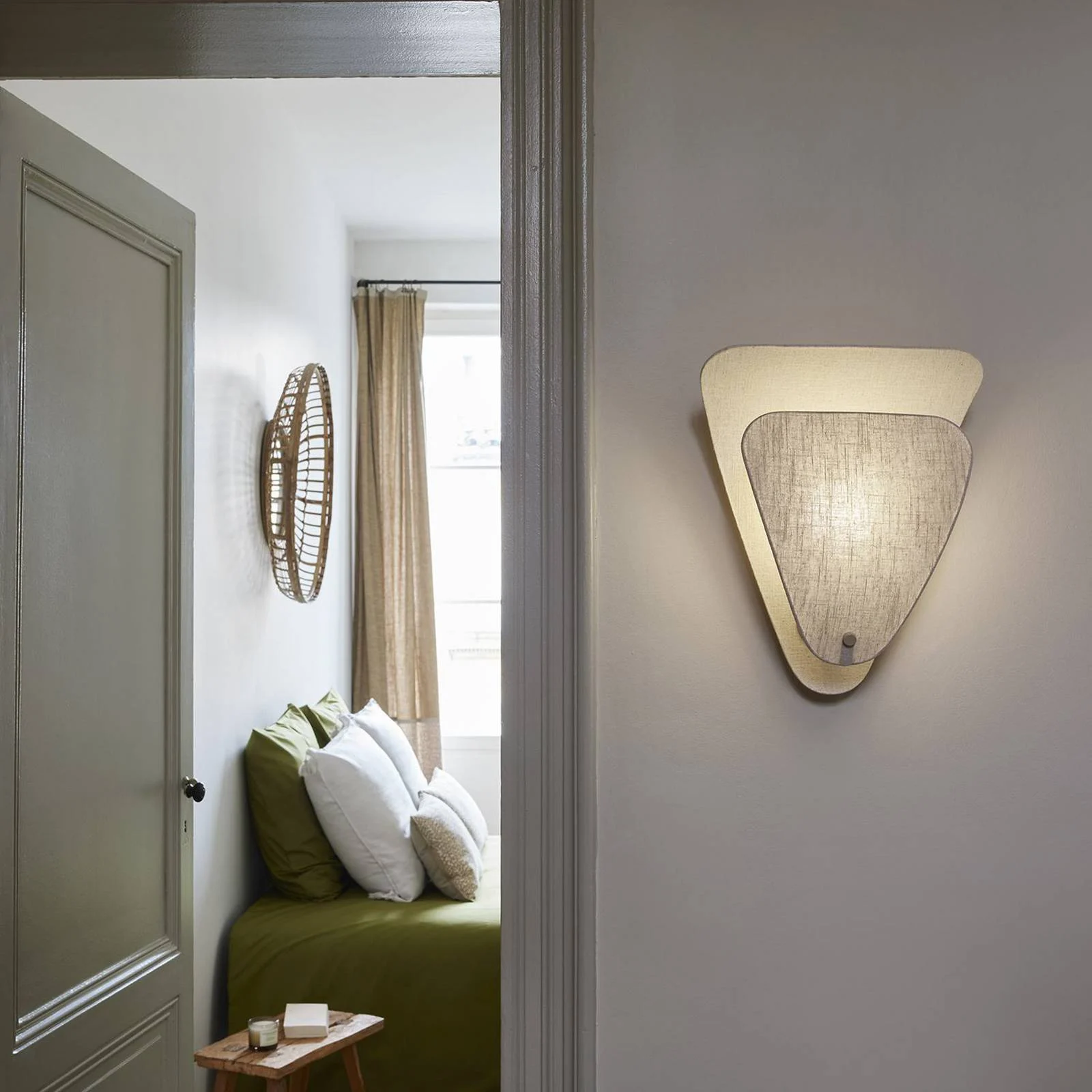 MARKET SET Wandlampe Coquillage, cremefarben, 33 cm, Leinen günstig online kaufen