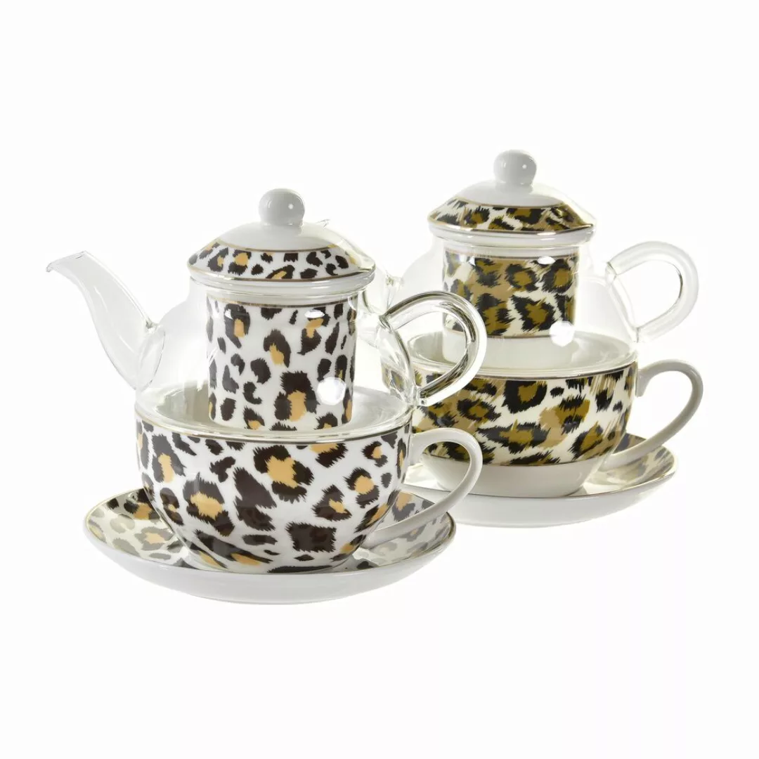 Teekanne Dkd Home Decor Leopard Kristall Porzellan (250 Ml) (2 Stück) günstig online kaufen