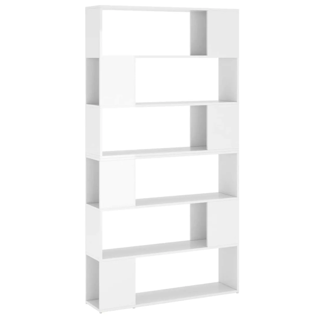 Bücherregal Raumteiler Hochglanz-weiß 100x24x188 Cm günstig online kaufen