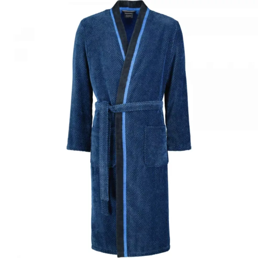 Cawö - Herren Bademantel Kimono 4839 - Farbe: blau/schwarz - 19 - S günstig online kaufen