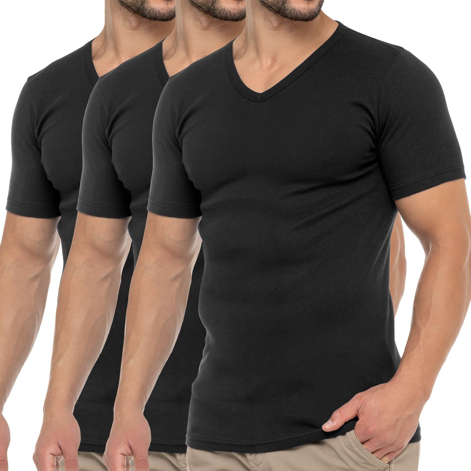 celodoro Kurzarmshirt Herren Business T-Shirt V-Neck günstig online kaufen