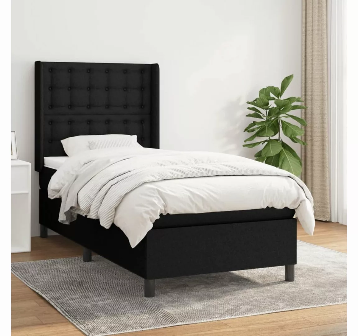 furnicato Bett Boxspringbett mit Matratze Schwarz 90x190 cm Stoff günstig online kaufen