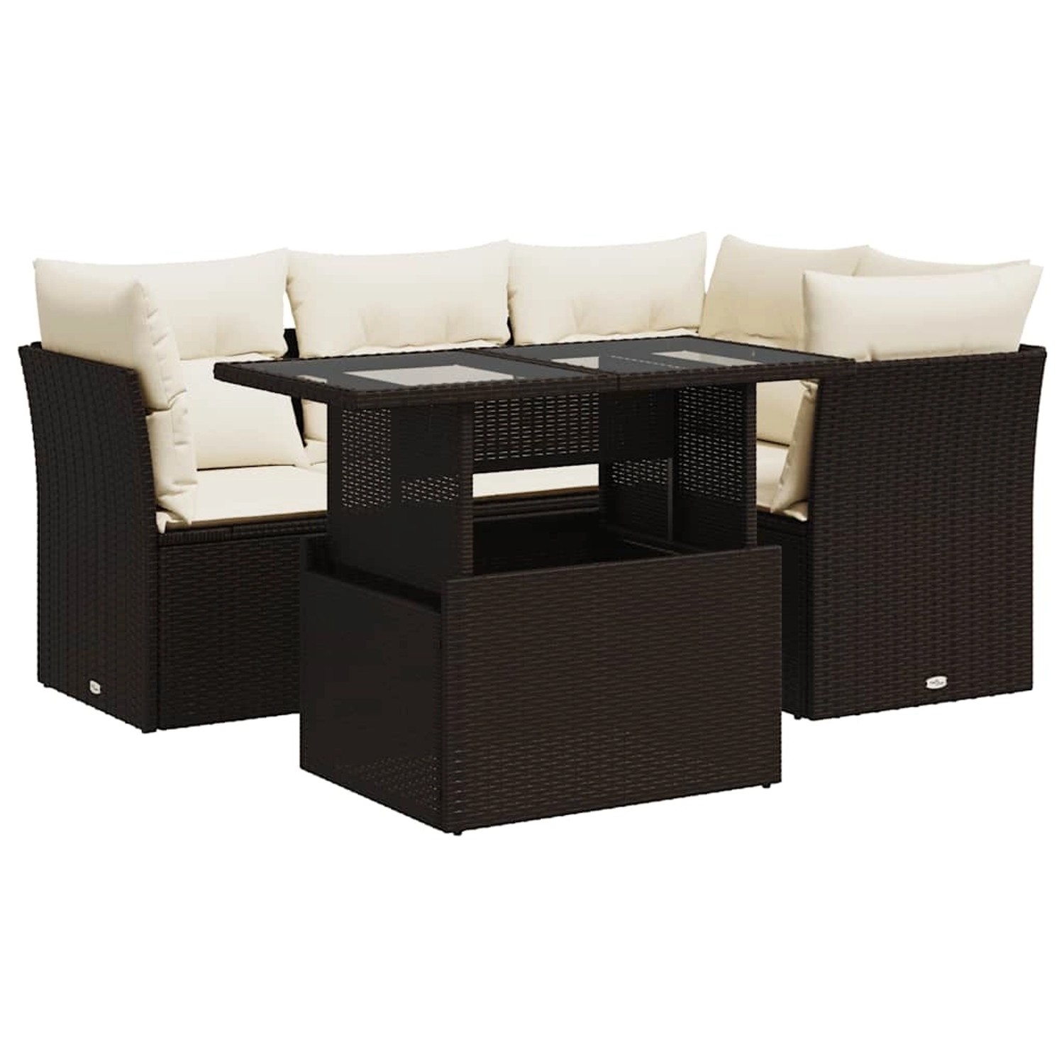vidaXL 5-Tlg Garten-Sofagarnitur mit Kissen Braun Poly Rattan 3326154 günstig online kaufen