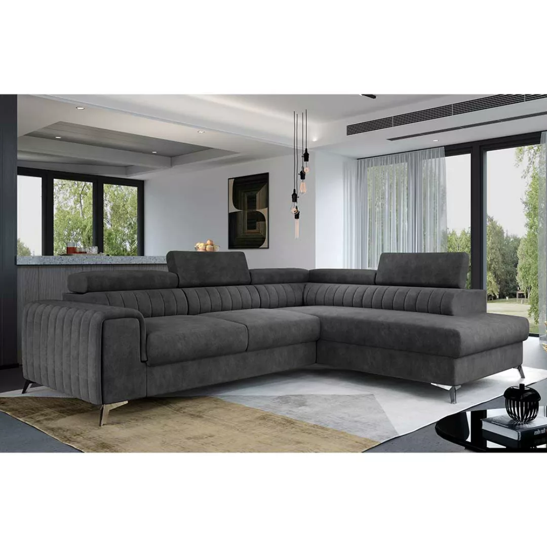 Sofaecke Ecksofa in Dunkelgrau mit Bettkasten günstig online kaufen