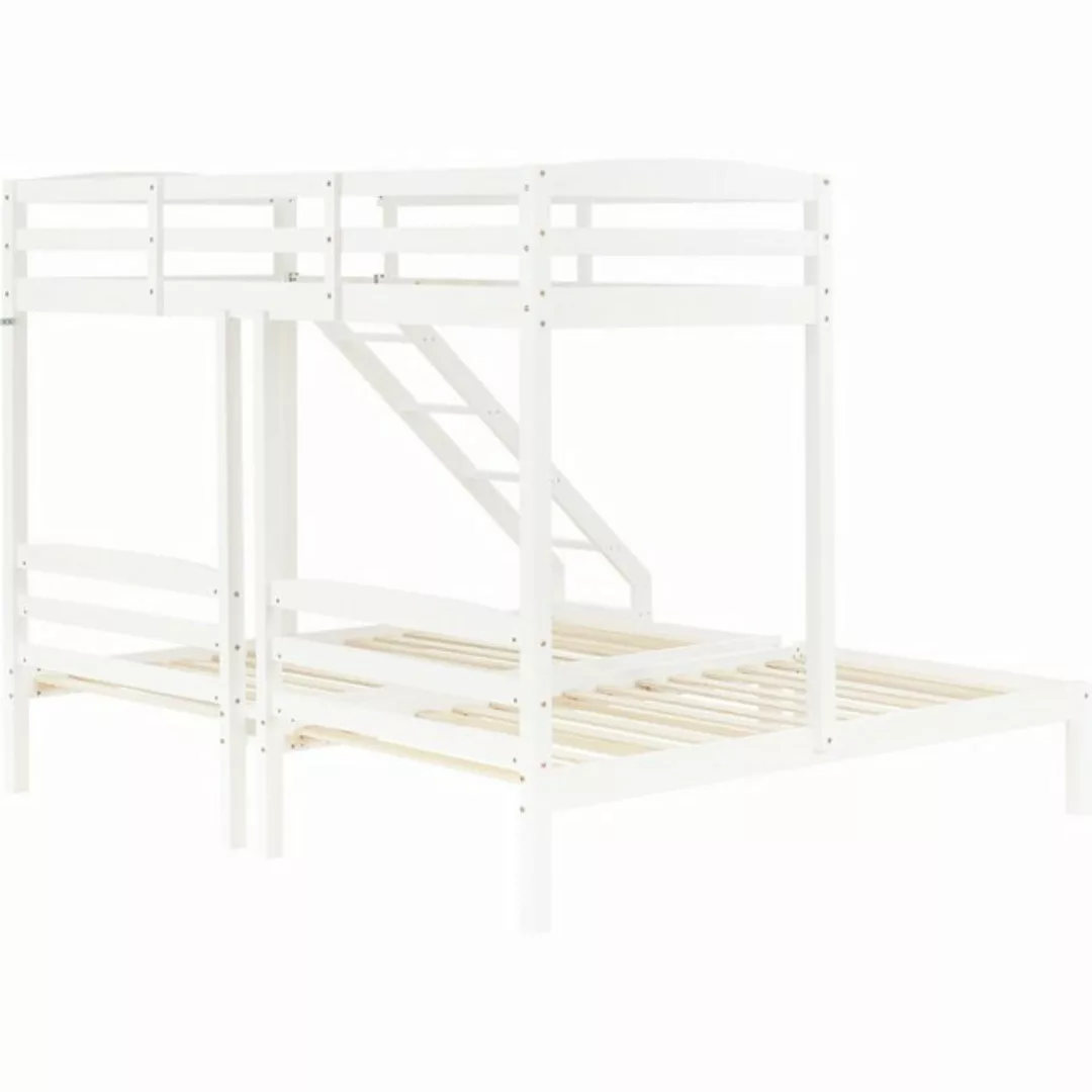 MODFU Bett Einzelbett Kinderbett Holzbett mit Treppe und Zäune (mit Bettvor günstig online kaufen