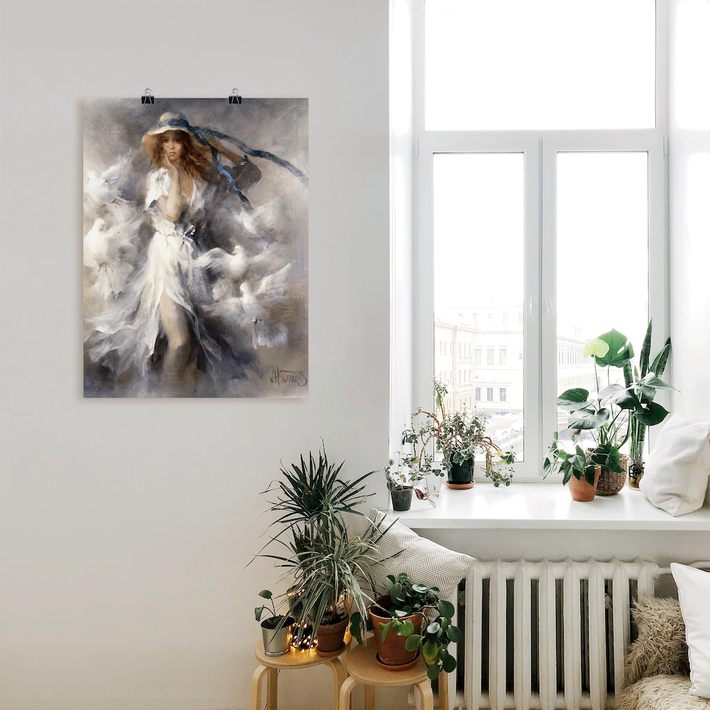 Artland Wandbild »Tauben«, Frau, (1 St.), als Leinwandbild, Poster in versc günstig online kaufen