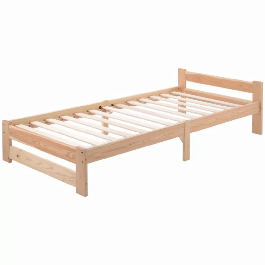 DOPWii Holzbett 200x90cm Solide Massivholzbett Futonbett Massivholz Natur B günstig online kaufen