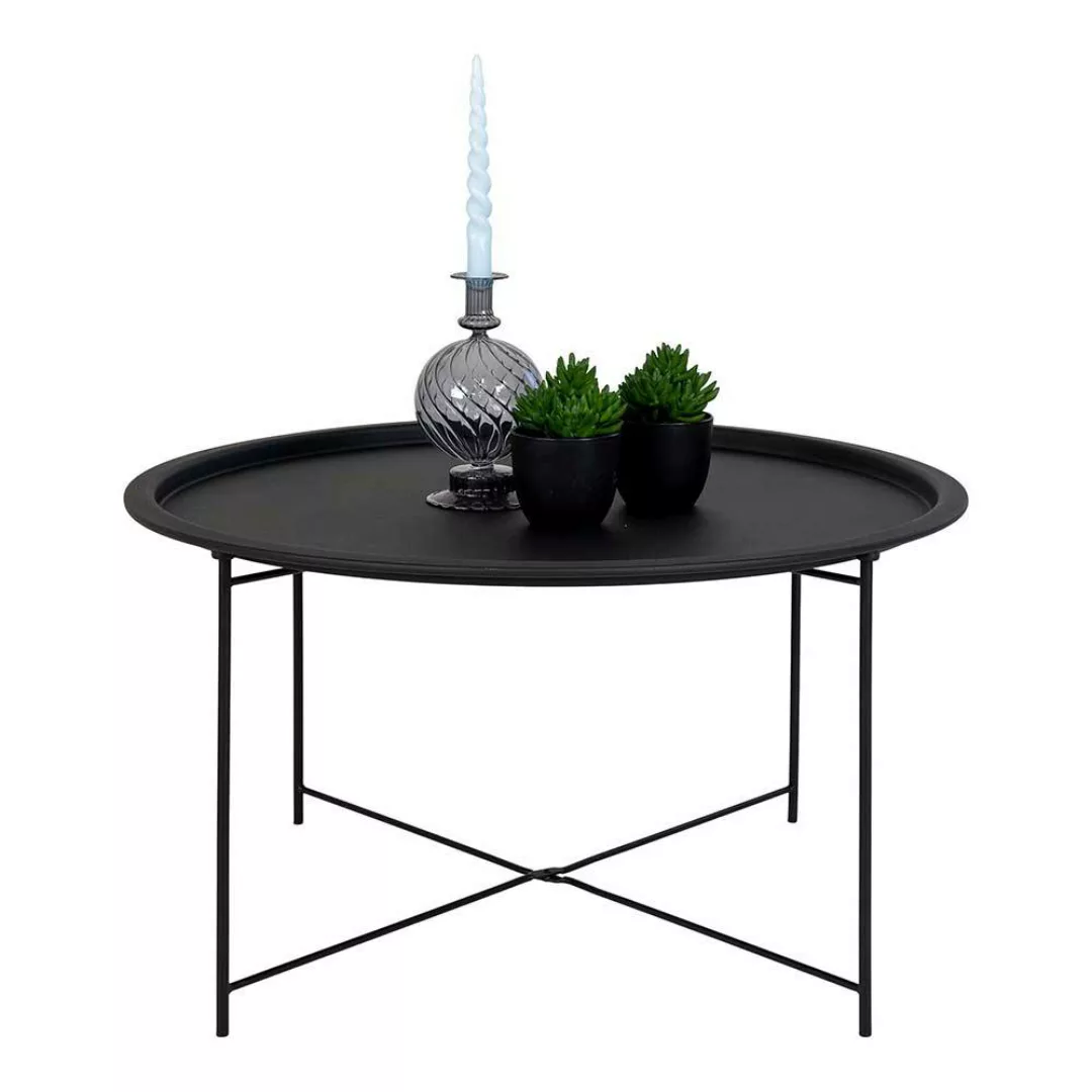 Metall Wohnzimmertisch in Schwarz runder Tischplatte günstig online kaufen