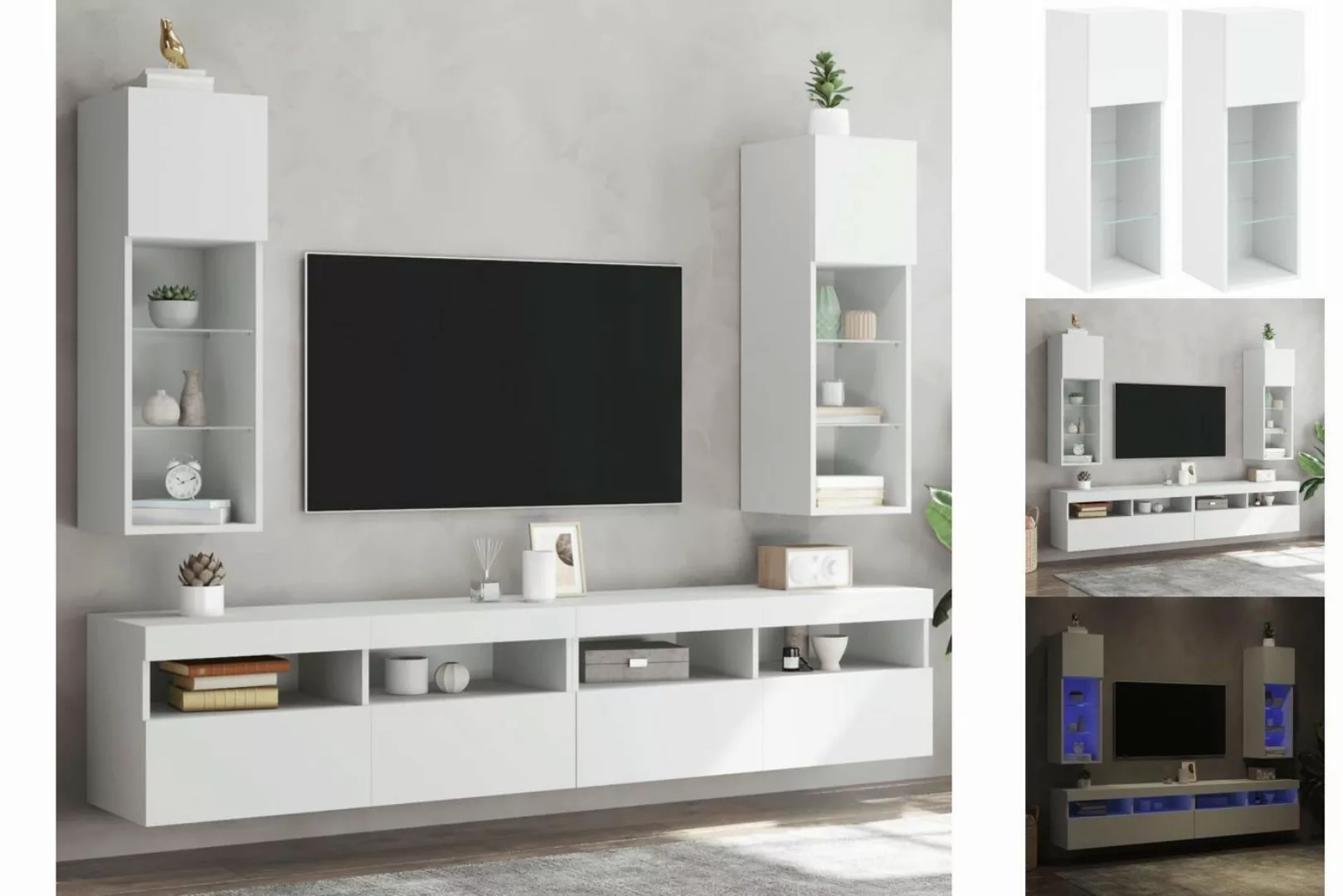 vidaXL TV-Schrank 2x TV-Schränke mit LED-Leuchten 2 Stk Weiß 30,5x30x90 cm günstig online kaufen