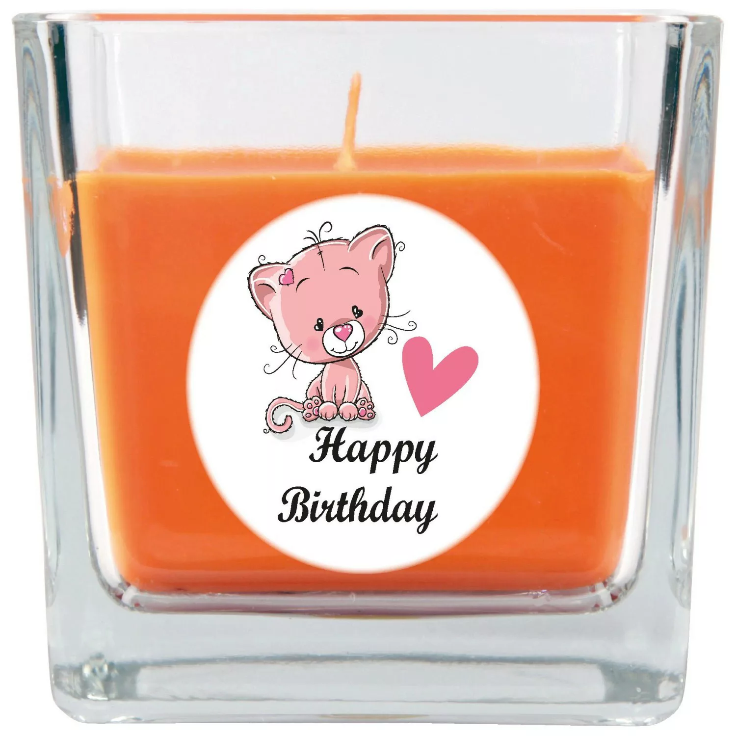 HS Candle Duftkerze & Glas Happy Birthday Viereck Honigmelone Katze günstig online kaufen