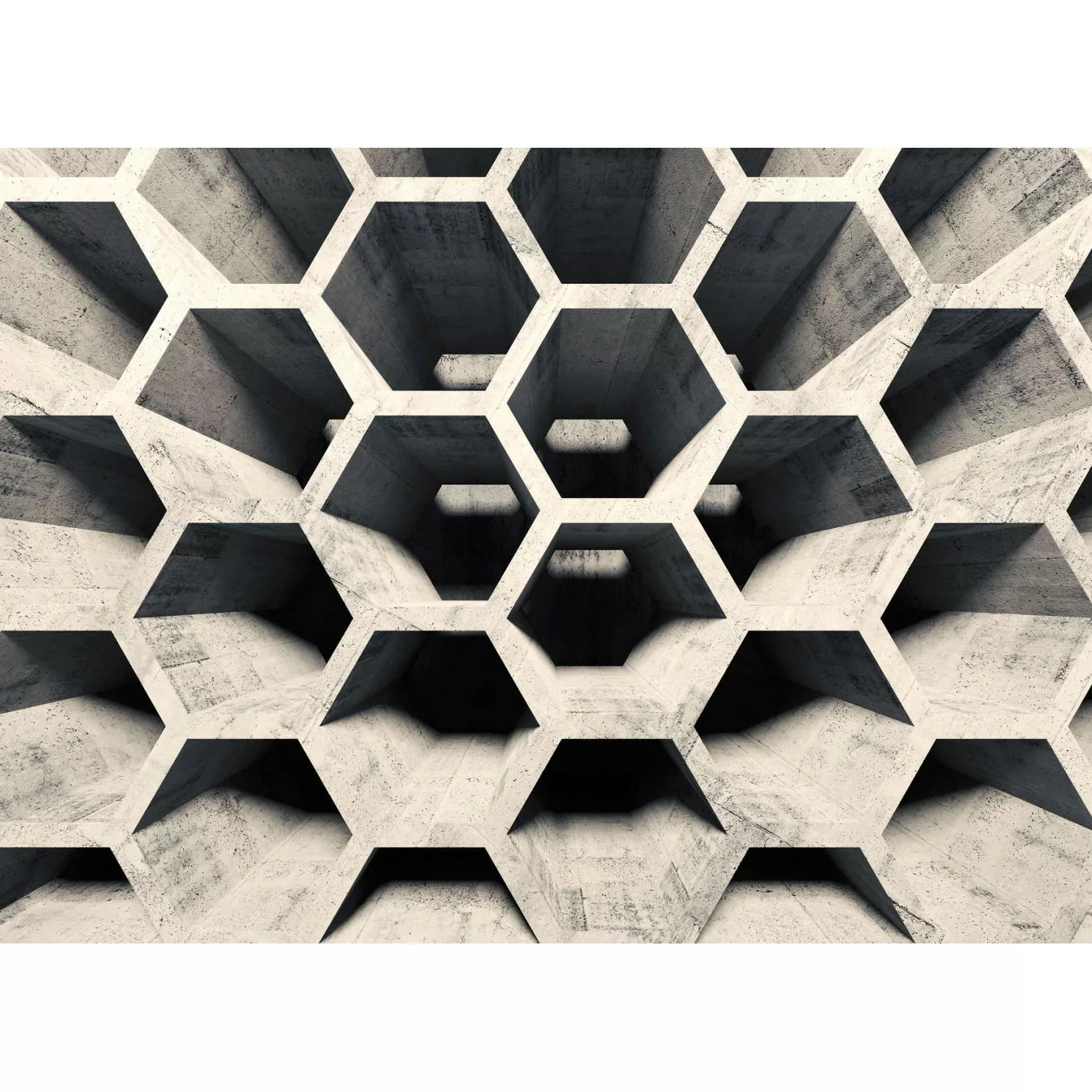 Fototapete Hexagon Muster 3D Effekt  Grau Beige 3,50 m x 2,55 m FSC® günstig online kaufen