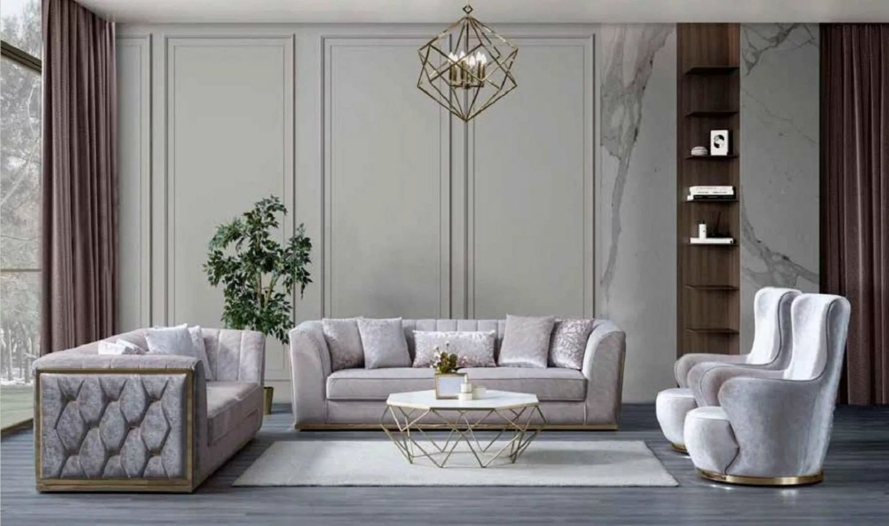 JVmoebel 3-Sitzer Wohnzimmer Sitzmöbel Luxus Set Dreisitzer Couch Sessel So günstig online kaufen