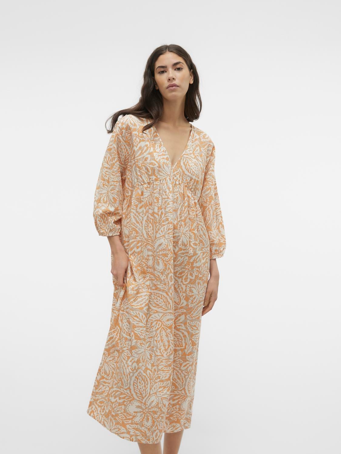 Vero Moda Sommerkleid "VMNETHE 3/4 7/8 DRESS WVN", mit Leinen günstig online kaufen