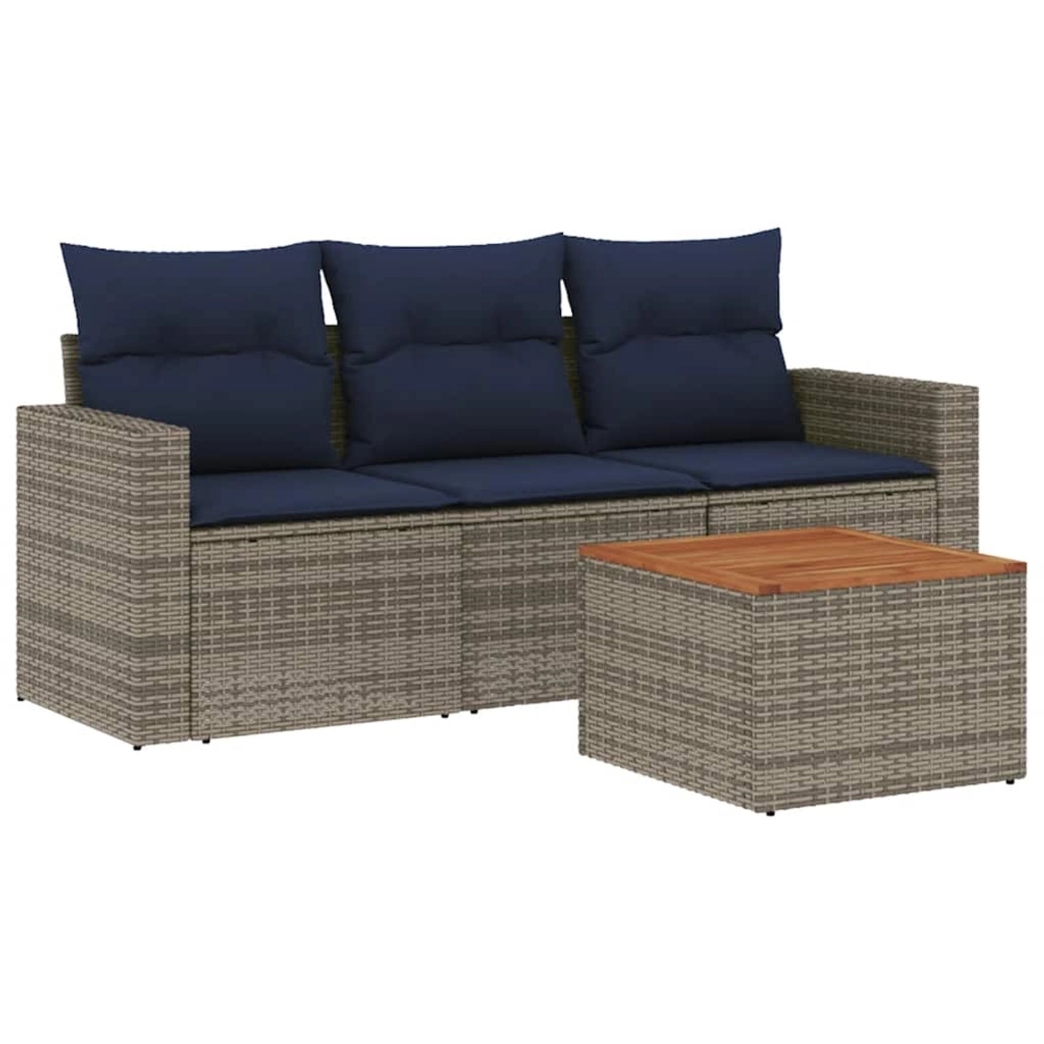 vidaXL 4-Tlg Garten-Sofagarnitur mit Kissen Grau Poly Rattan 3256327 günstig online kaufen