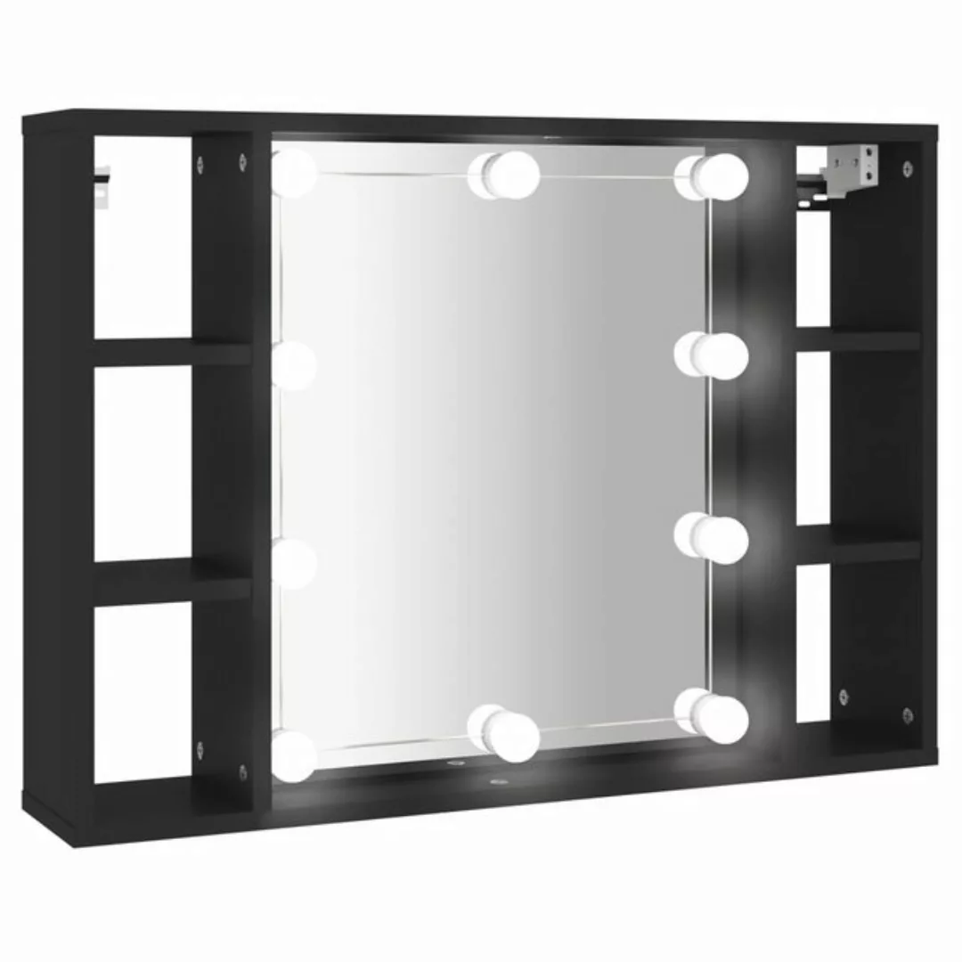 vidaXL Badezimmerspiegelschrank Spiegelschrank mit LED Schwarz 76x15x55 cm günstig online kaufen
