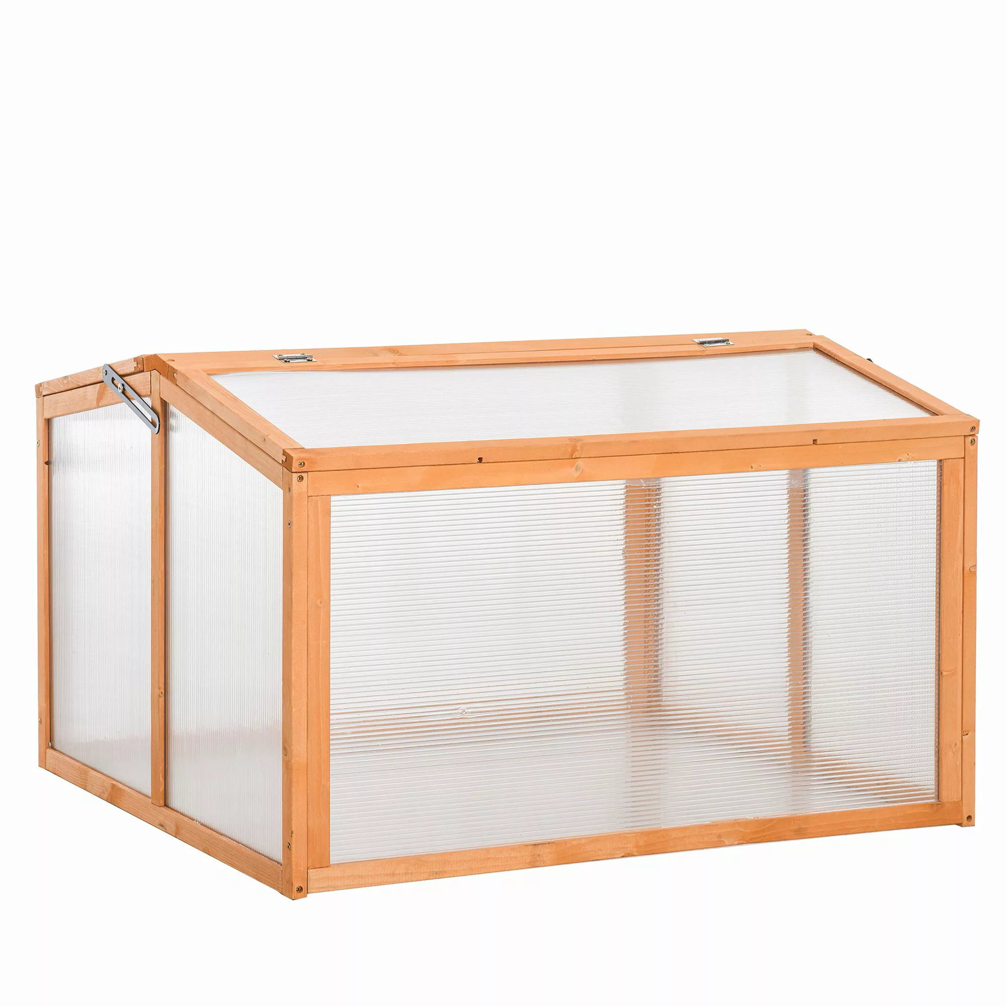 Outsunny Frühbeet Treibhaus wetterfest aus Holz & Polycarbonat, orange, 90x günstig online kaufen